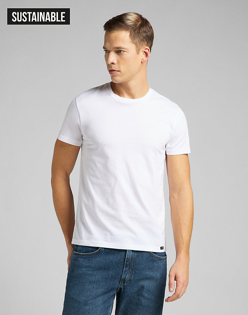 Twin Pack Crew in White T-Shirts Lee