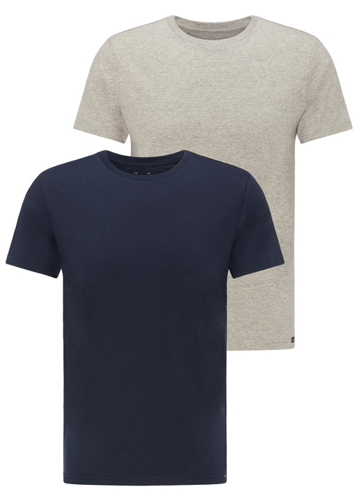 Twin Pack Crew in Greymele Navy T-Shirts Lee