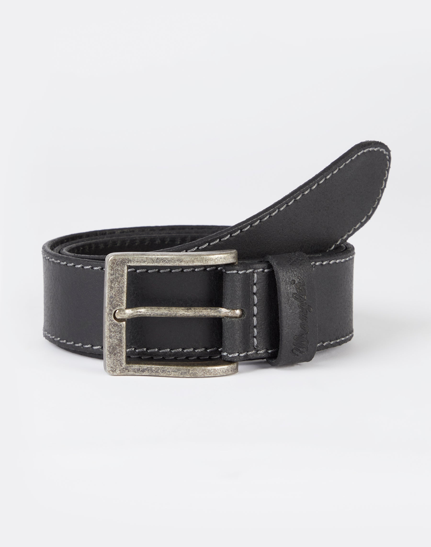 Stitched Belt in Black Gürtel Wrangler