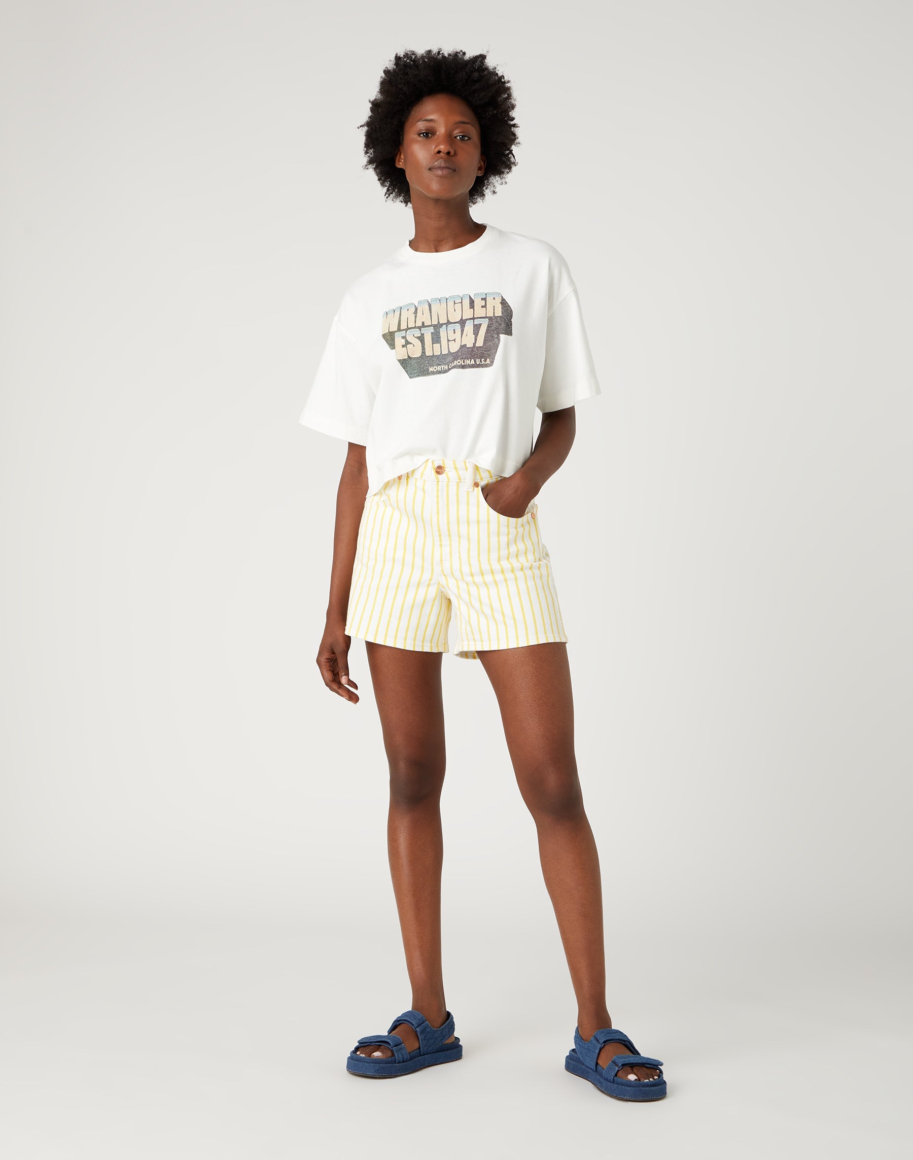 Donna in Sunshine Stripes Jeansshorts Wrangler
