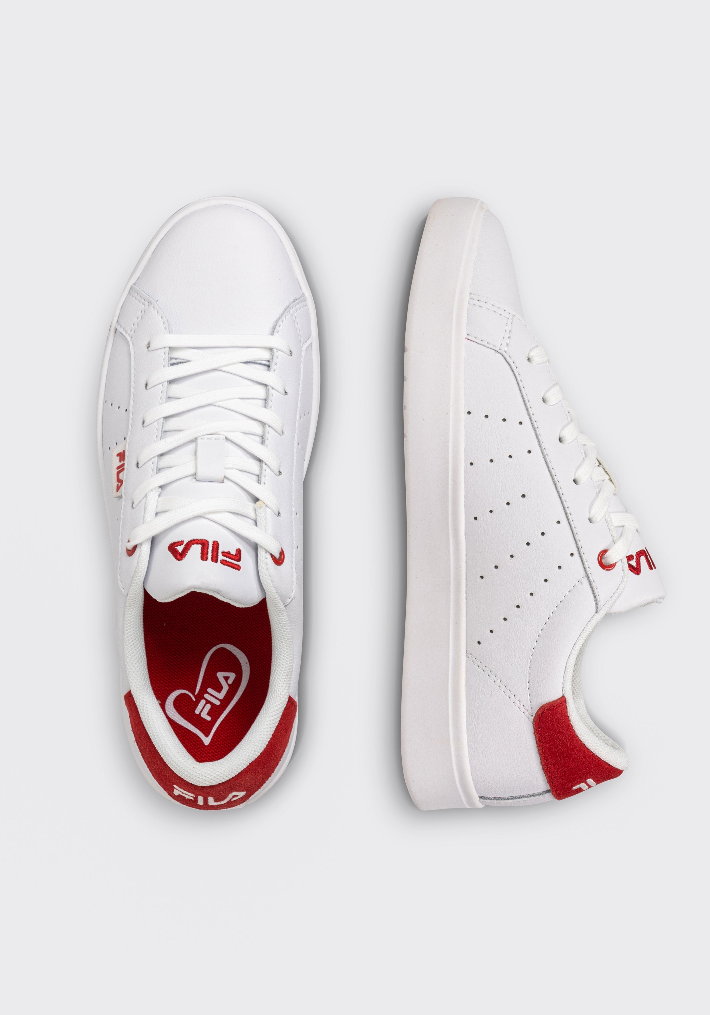 Lusso V Wmn in White-Fila Red Sneakers Fila   