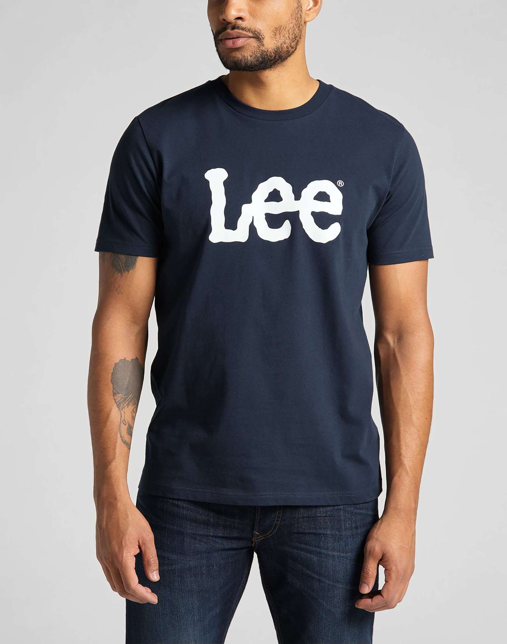 Wobbly Logo Tee in Navy T-Shirts Lee   