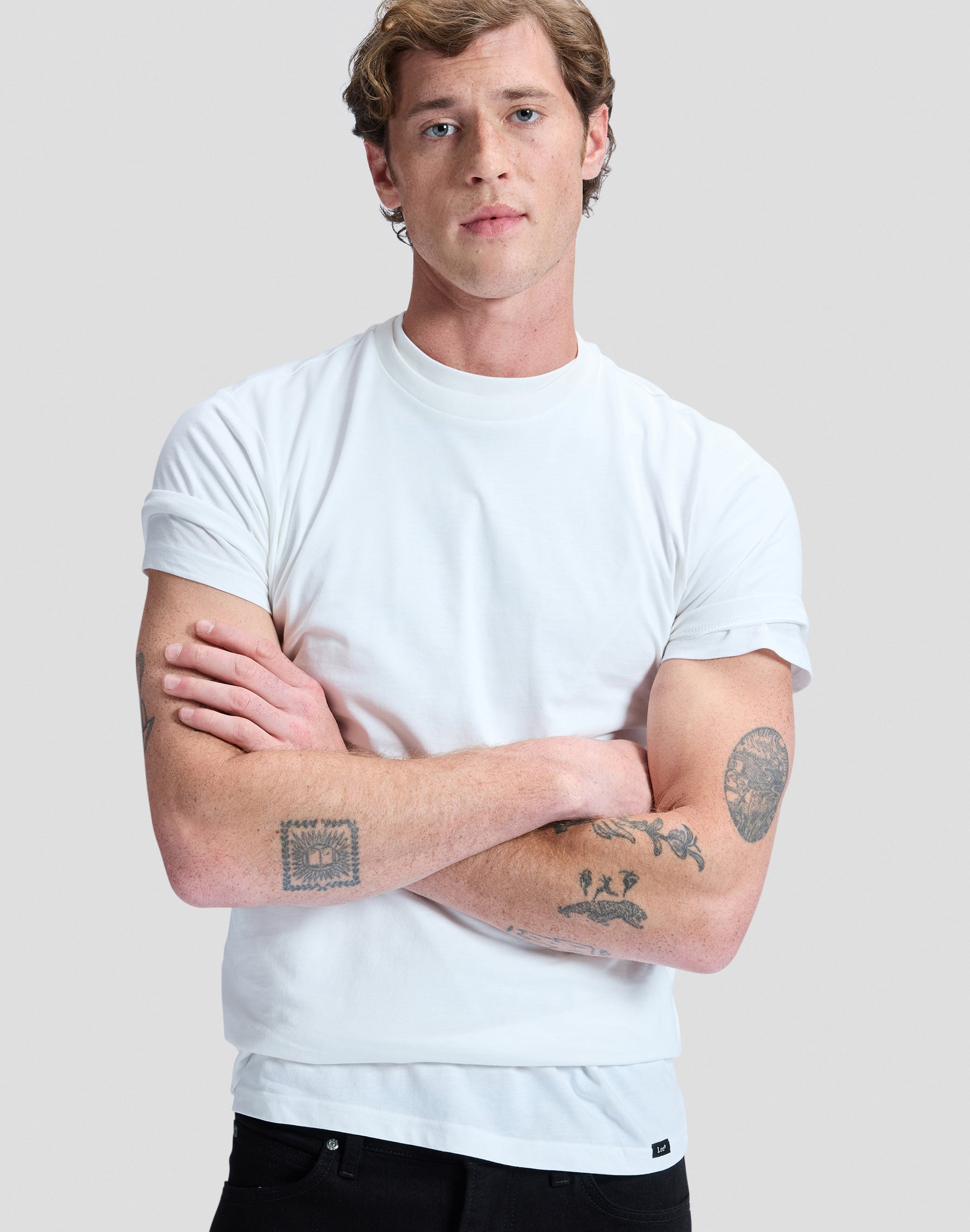 Twin Pack Crew in White T-Shirts Lee
