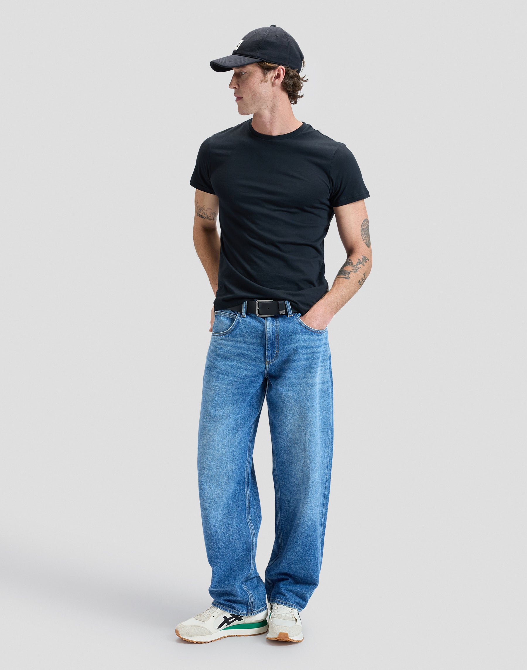 Twin Pack Crew in Black White T-Shirts Lee