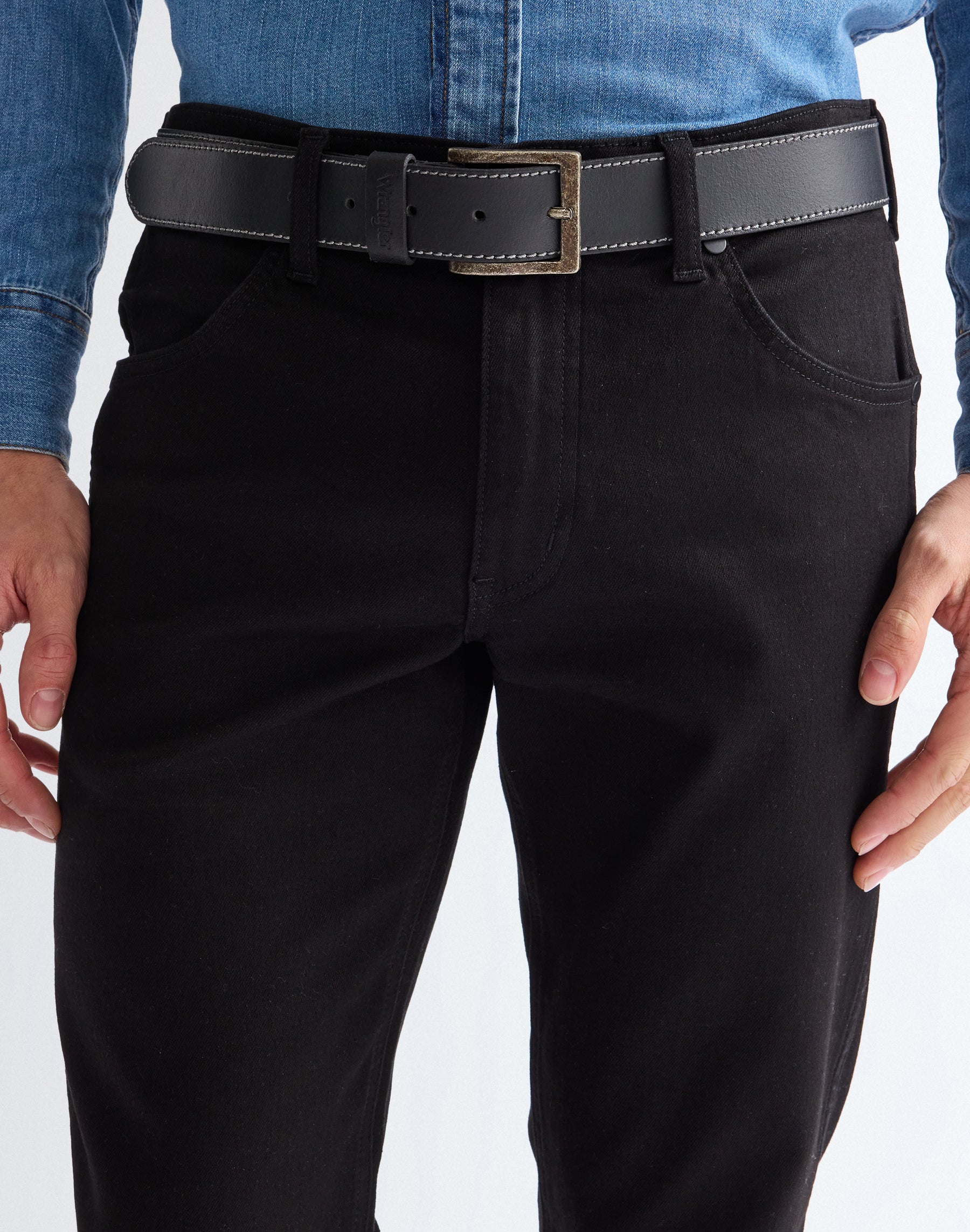 Stitched Belt in Black