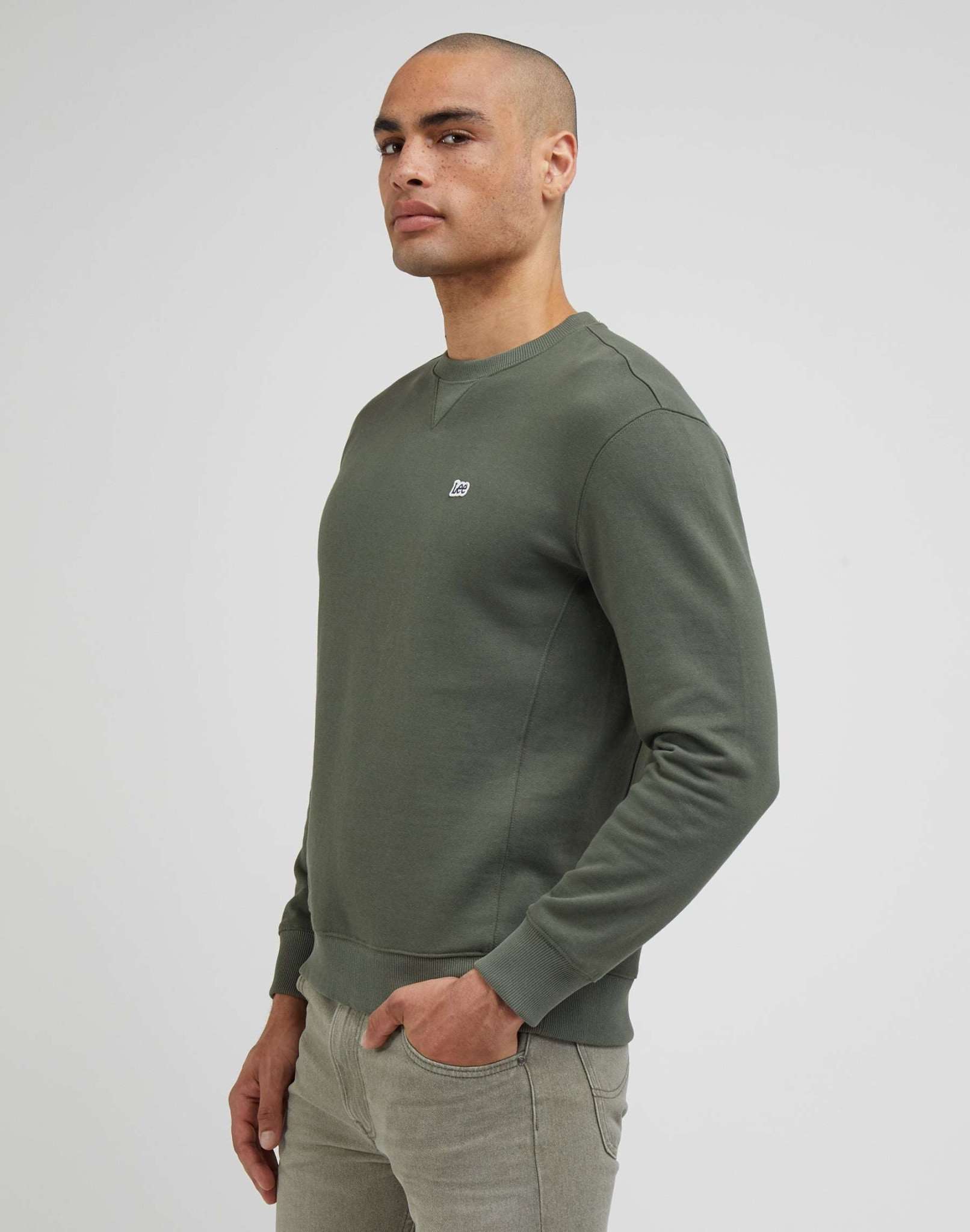 Plain Crew Sweatshirt in Olive Grove Sweatshirts Lee   