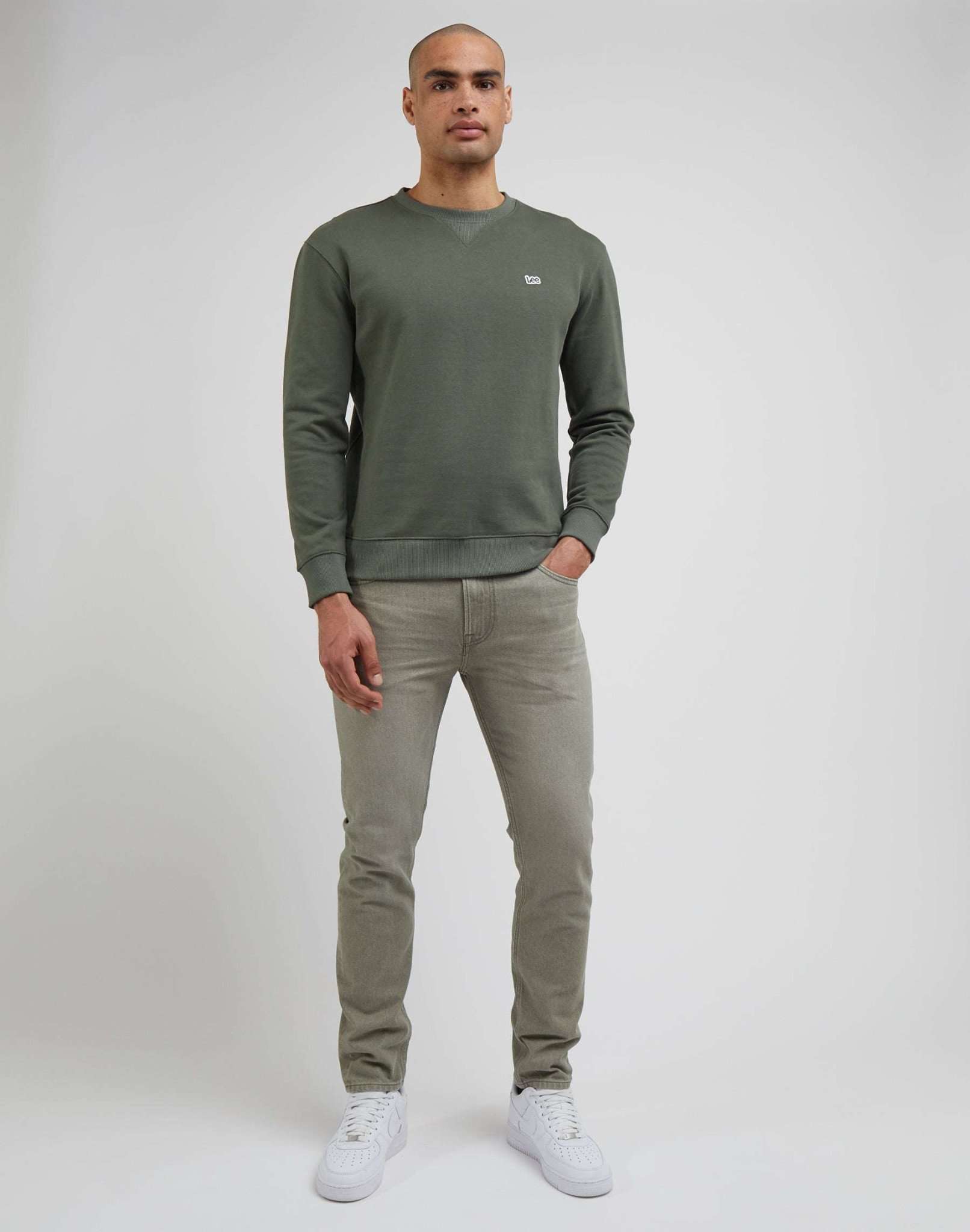 Plain Crew Sweatshirt in Olive Grove Sweatshirts Lee   