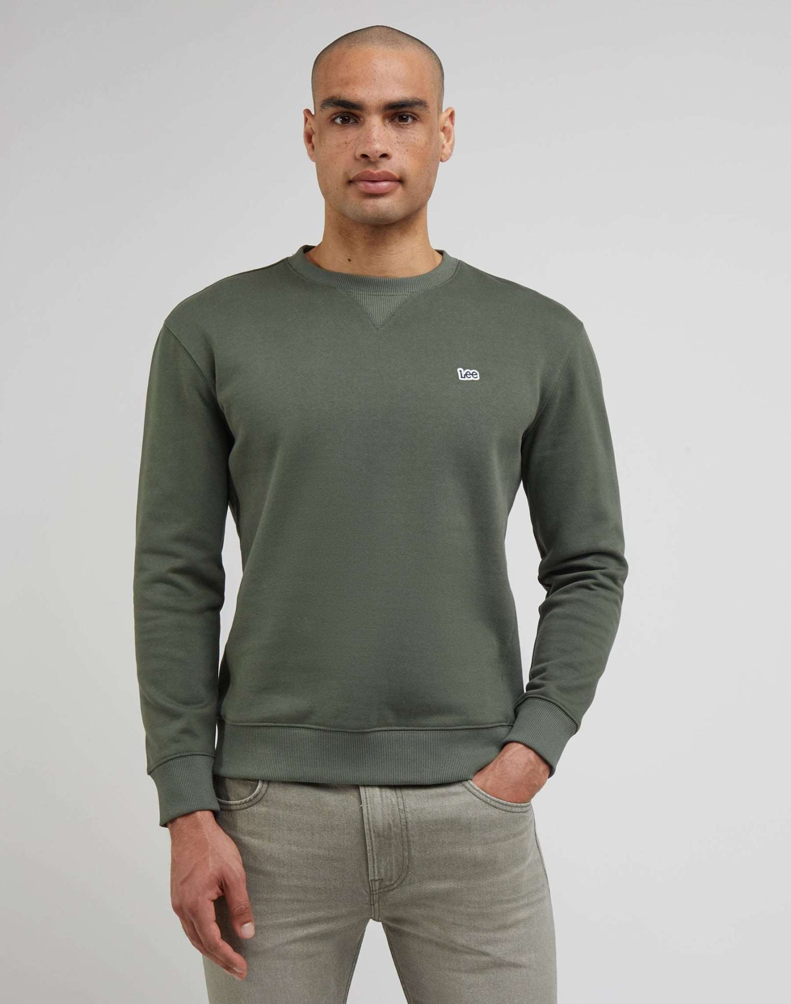 Plain Crew Sweatshirt in Olive Grove Sweatshirts Lee   