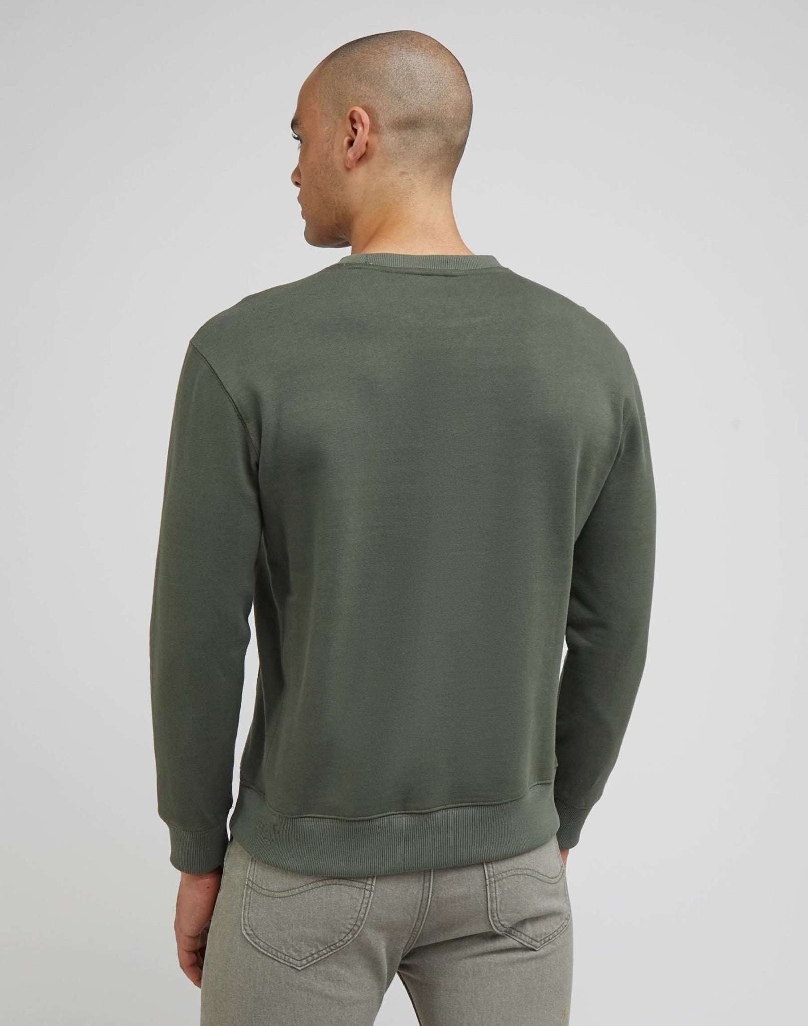 Plain Crew Sweatshirt in Olive Grove Sweatshirts Lee   