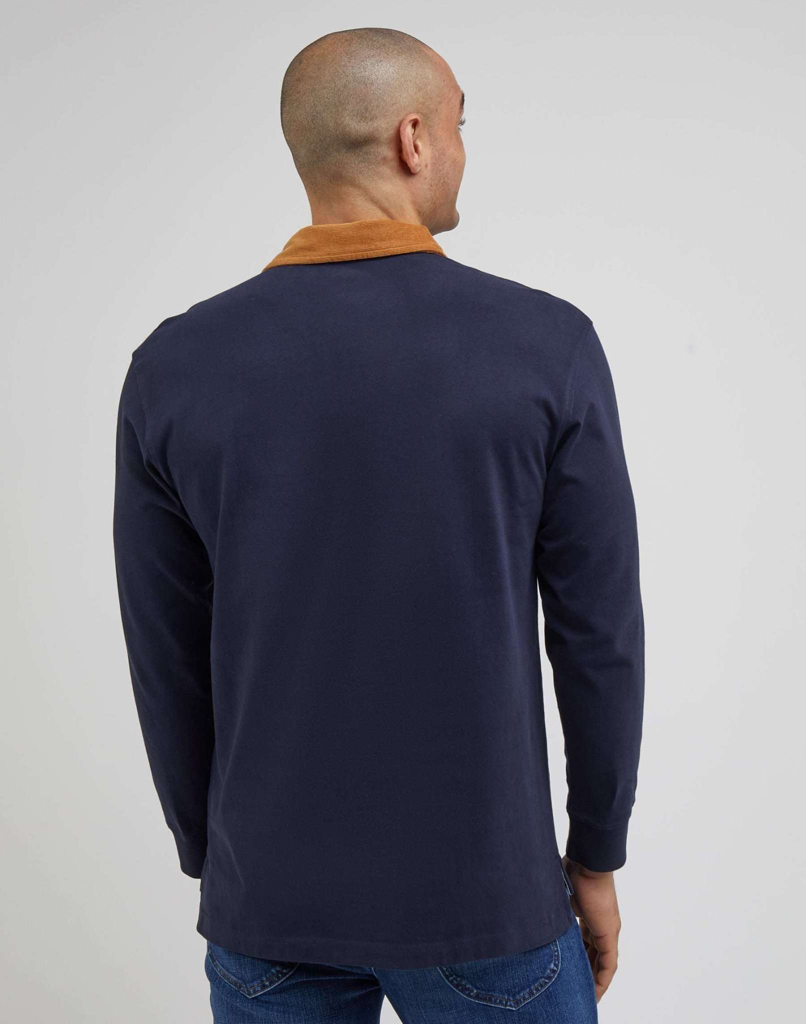 LS Contrast Collar Polo in Sky Captain Pullover Lee   