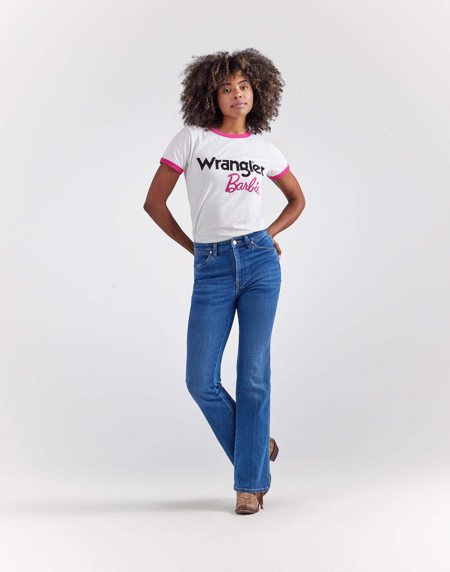 Wrangler X Barbie™ - Ringer Tee in Worn White T-Shirts Wrangler   