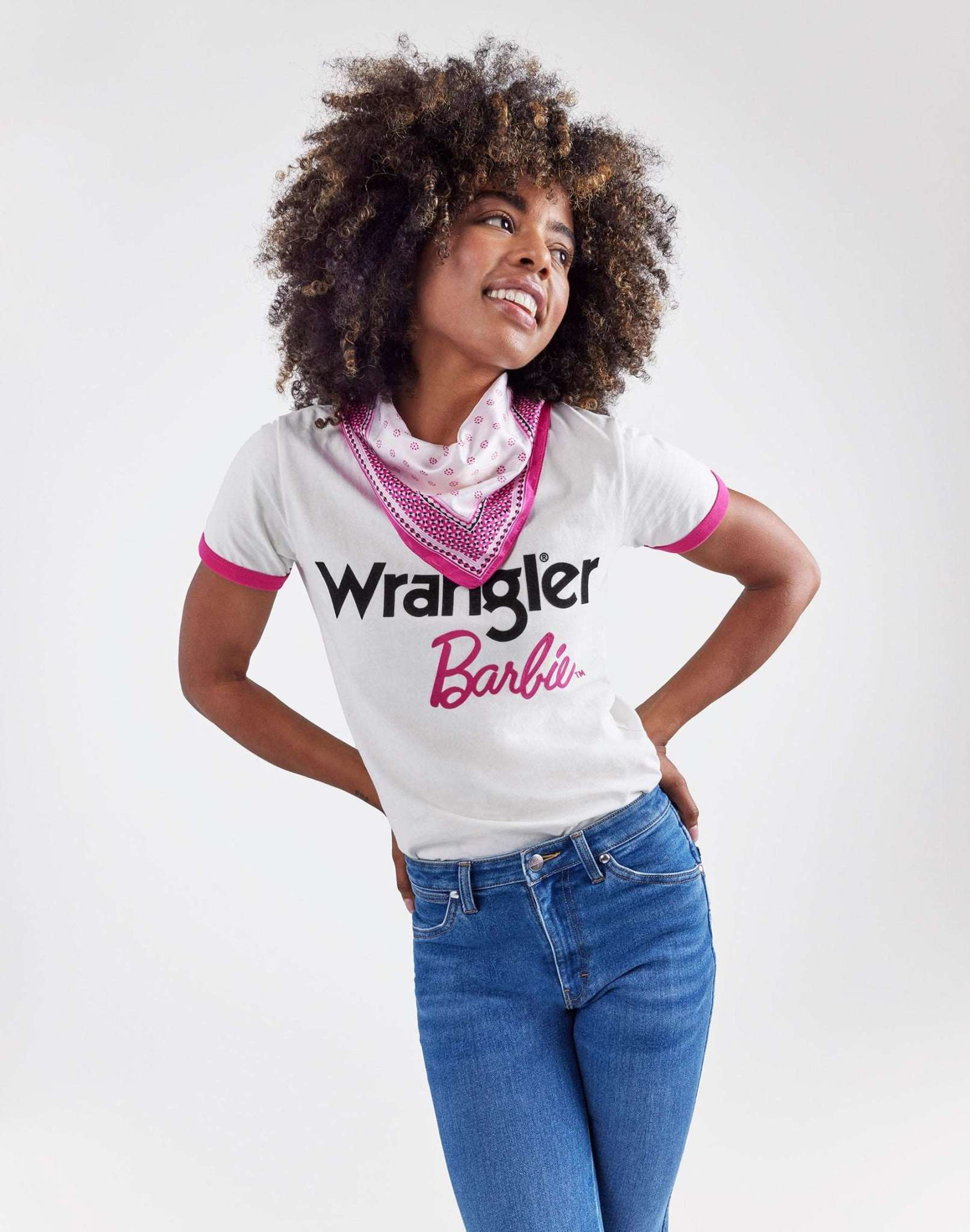 Wrangler X Barbie™ - Ringer Tee in Worn White T-Shirts Wrangler   