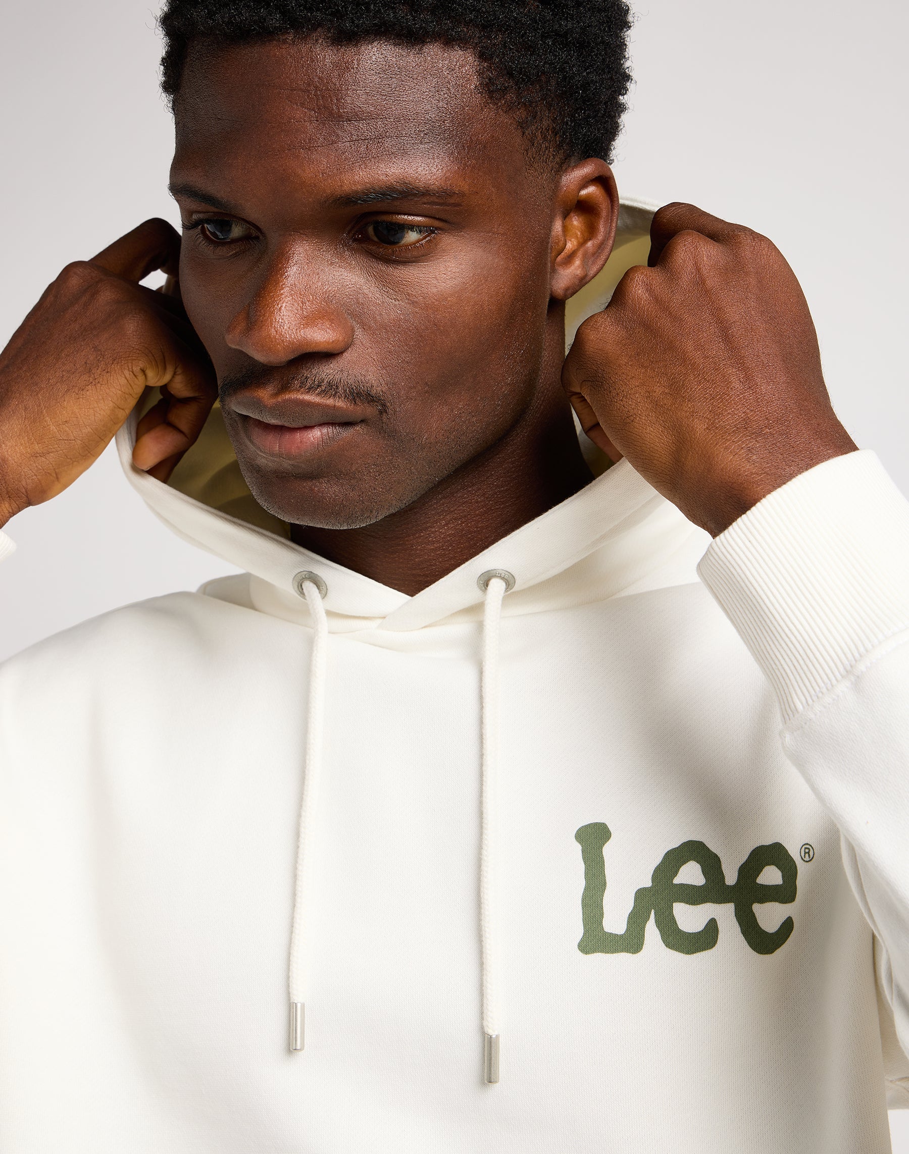 Wobbly Lee Hoodie in Ecru Sweatshirts Lee   