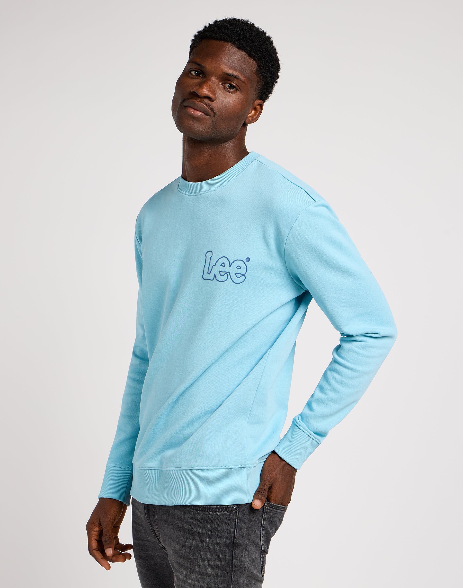 Wobbly Lee Sweater in Preppy Blue Sweatshirts Lee   