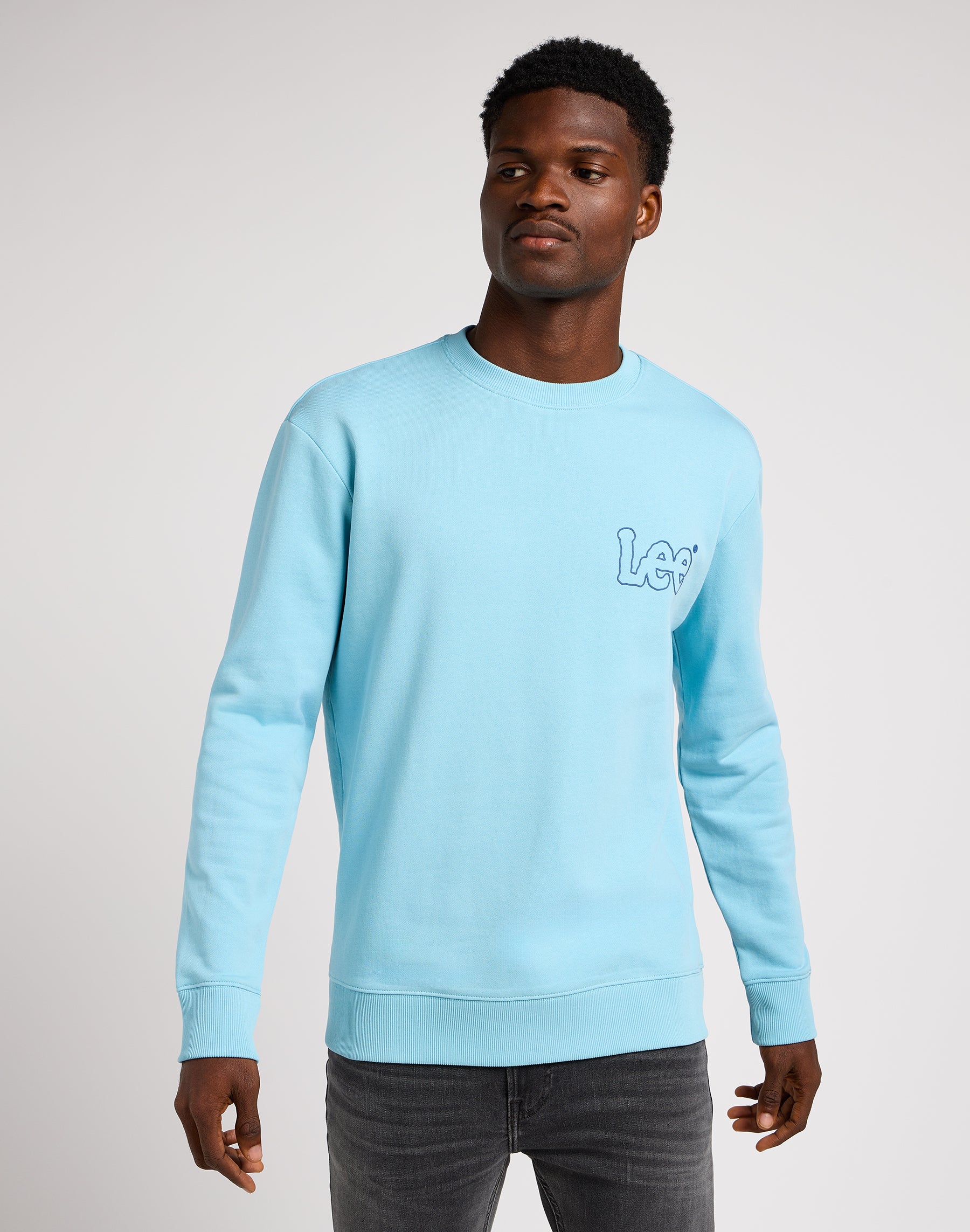 Wobbly Lee Sweater in Preppy Blue Sweatshirts Lee   