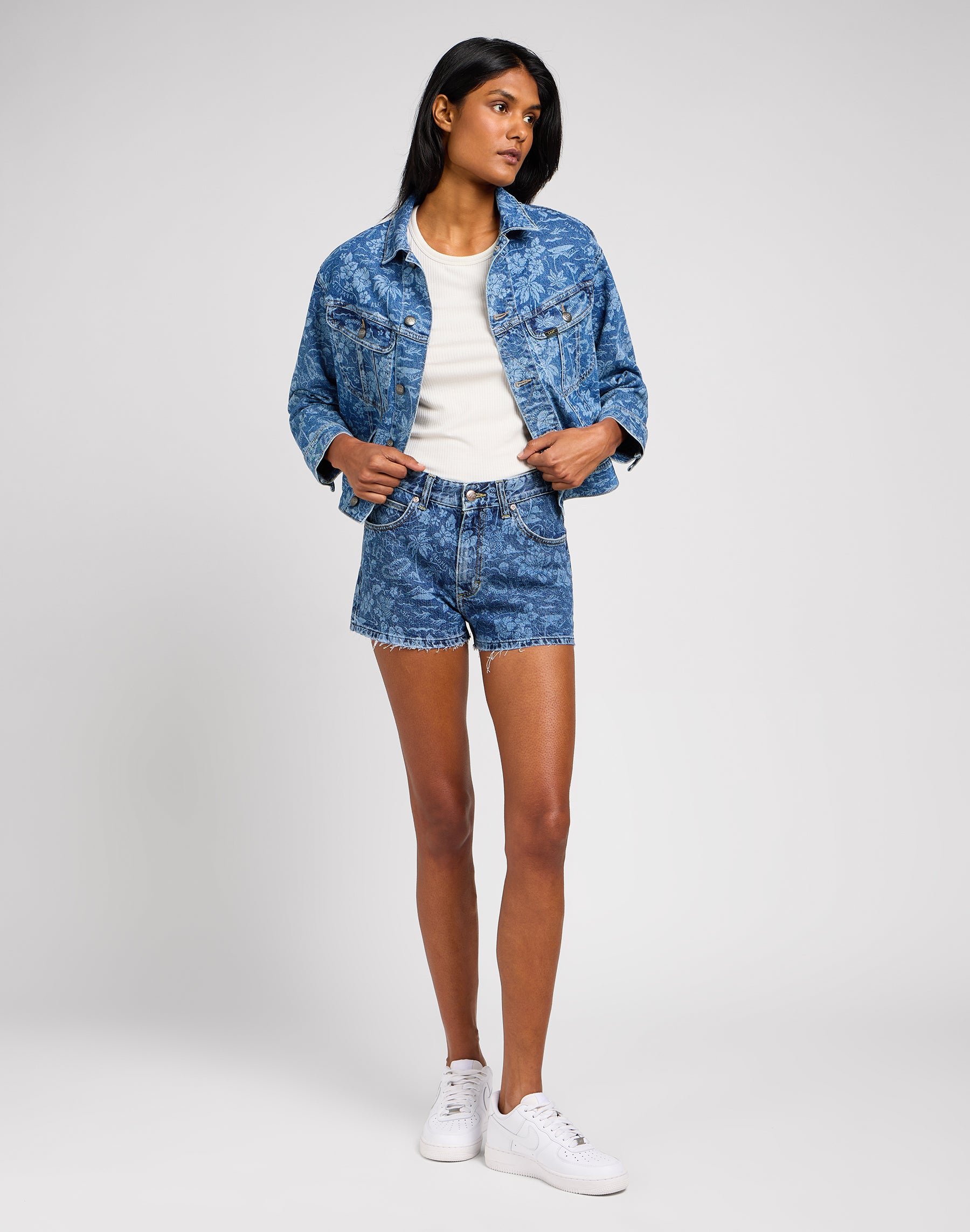 Cropped Rider Jacket in Tropical Denim Jacken Lee   