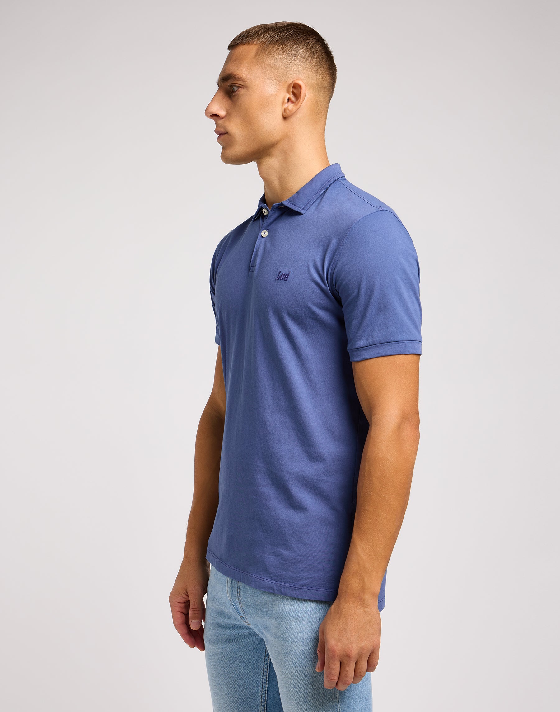 Jersey Polo in Surf Blue Polos Lee   