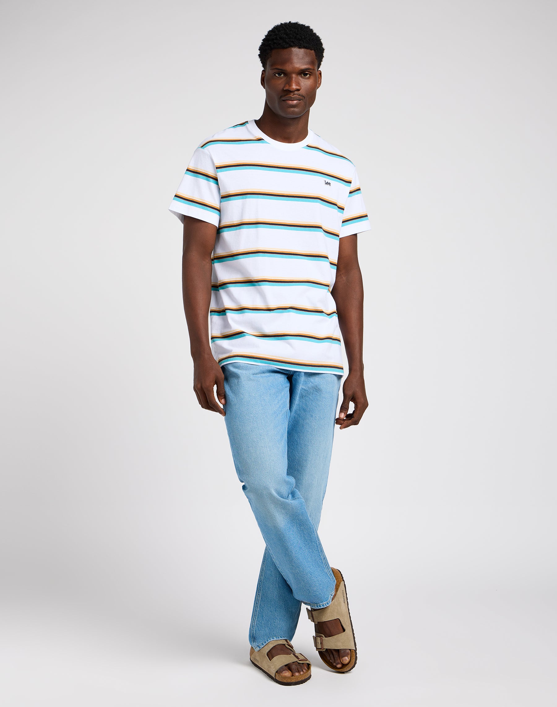 Relaxed Stripe Tee in Bright White T-Shirts Lee   