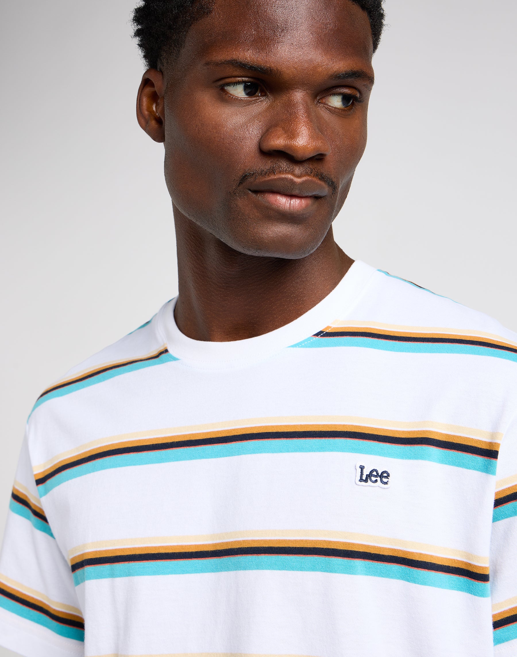 Relaxed Stripe Tee in Bright White T-Shirts Lee   