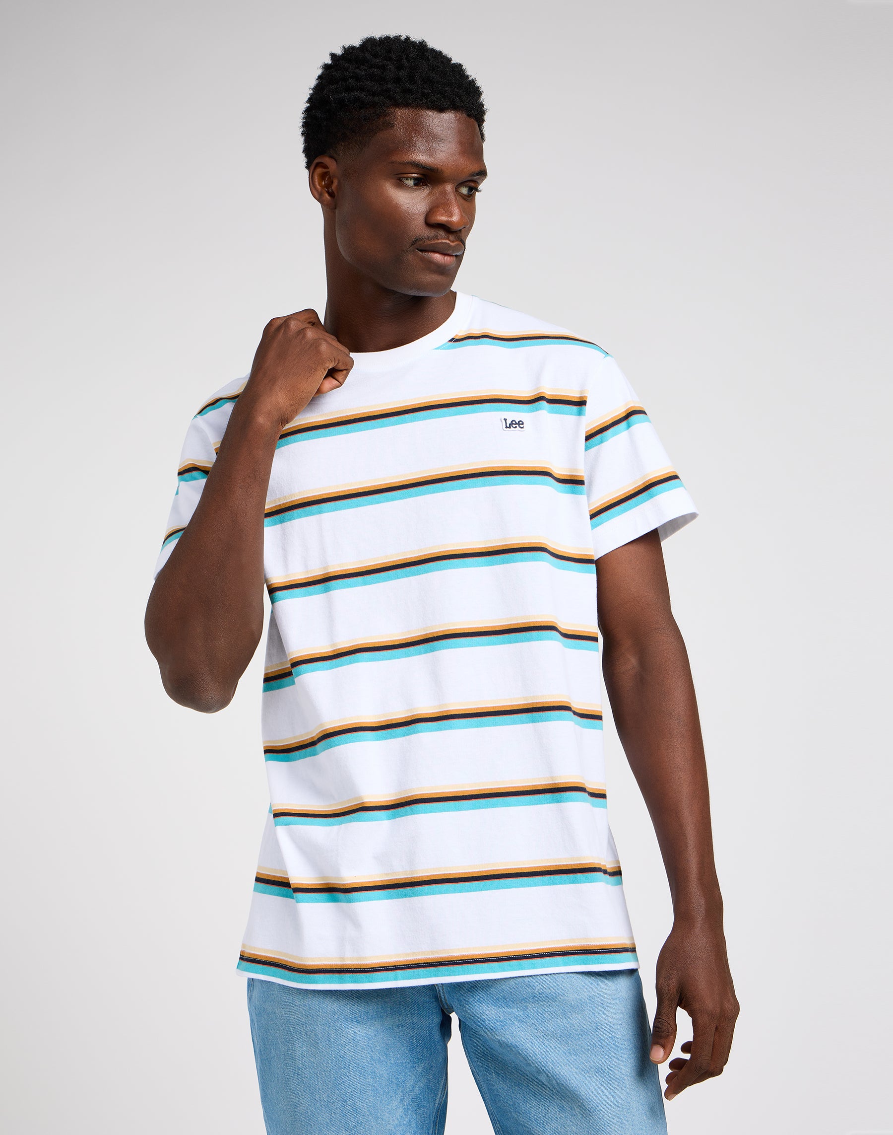 Relaxed Stripe Tee in Bright White T-Shirts Lee   