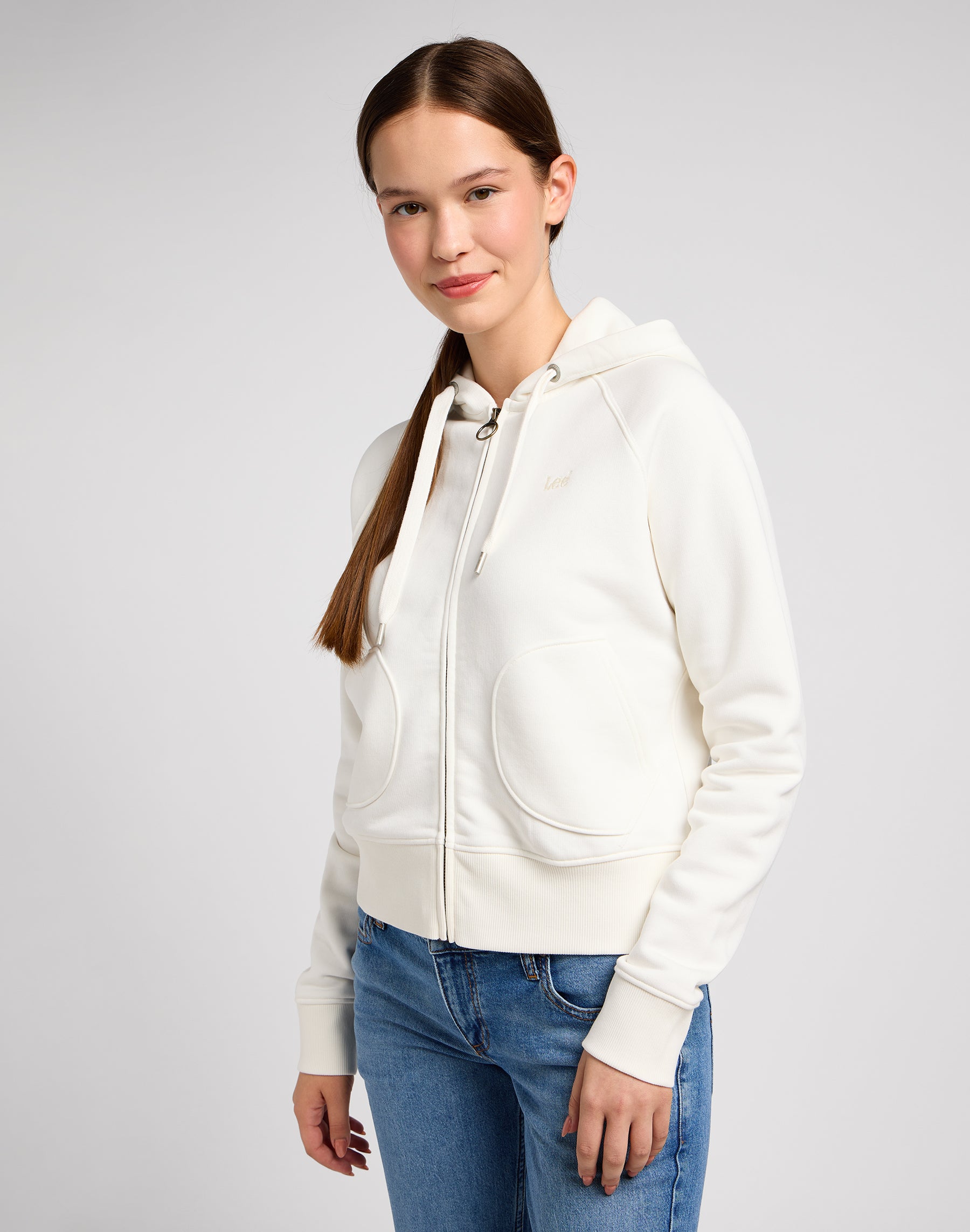 Zip Through Hoodie in Ecru Sweatjacken Lee   