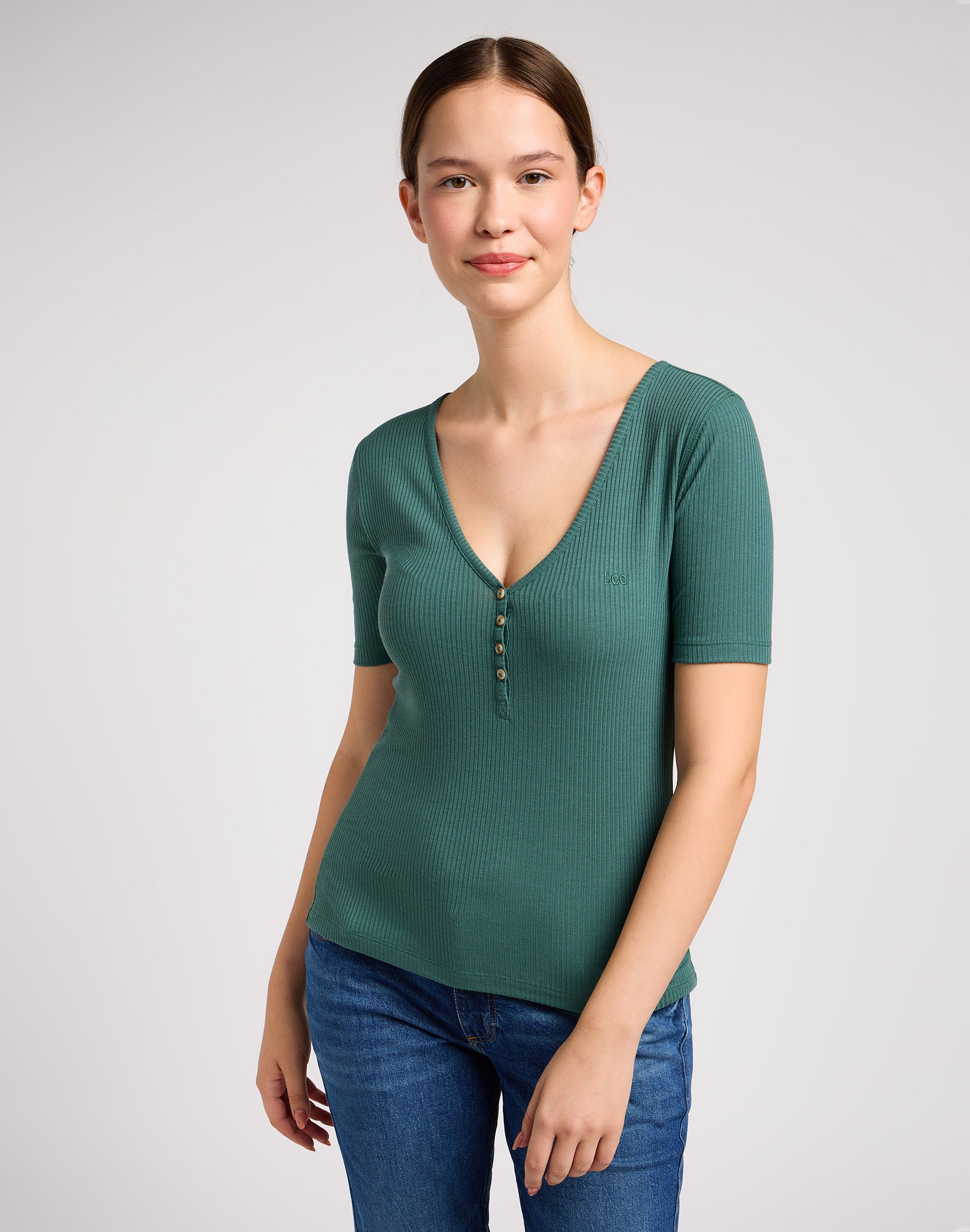 Shortsleeves Henley in Evergreen T-Shirts Lee   