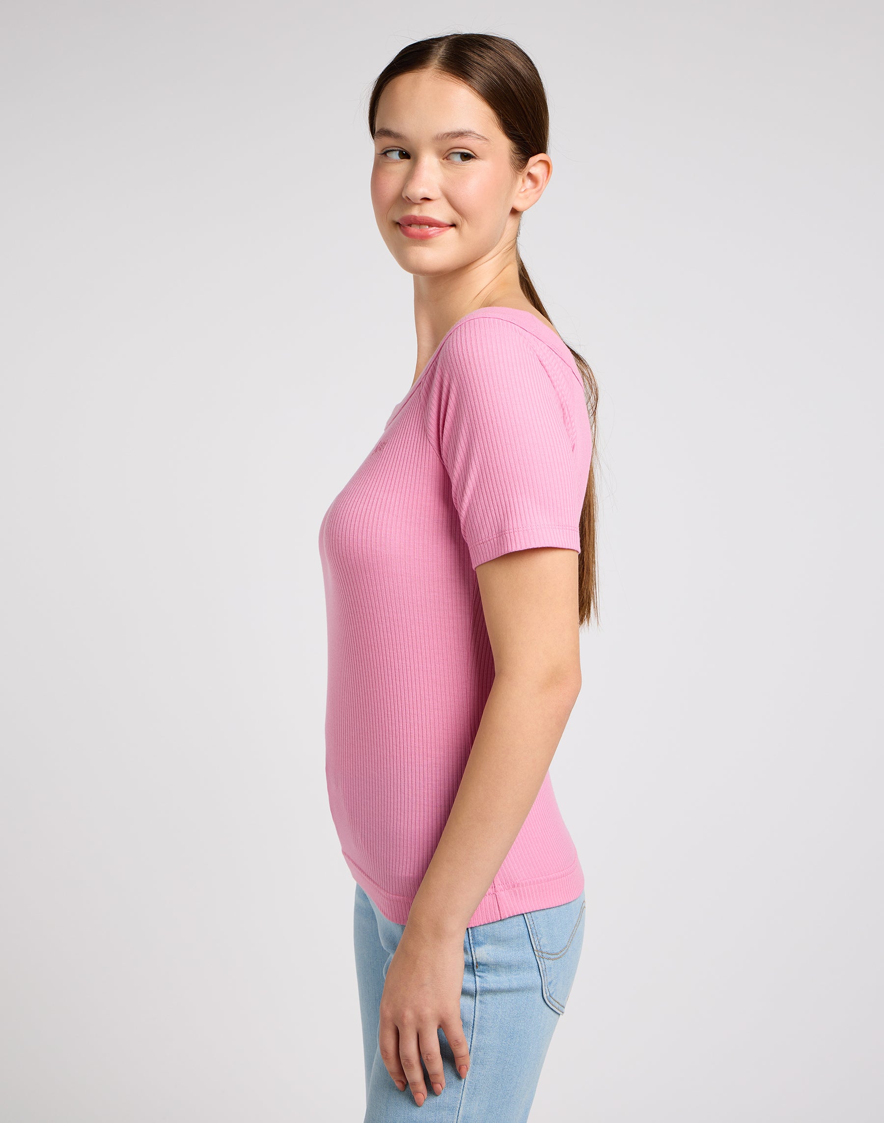 Off The Shoulder Rib in Sugar Lilac T-Shirts Lee   