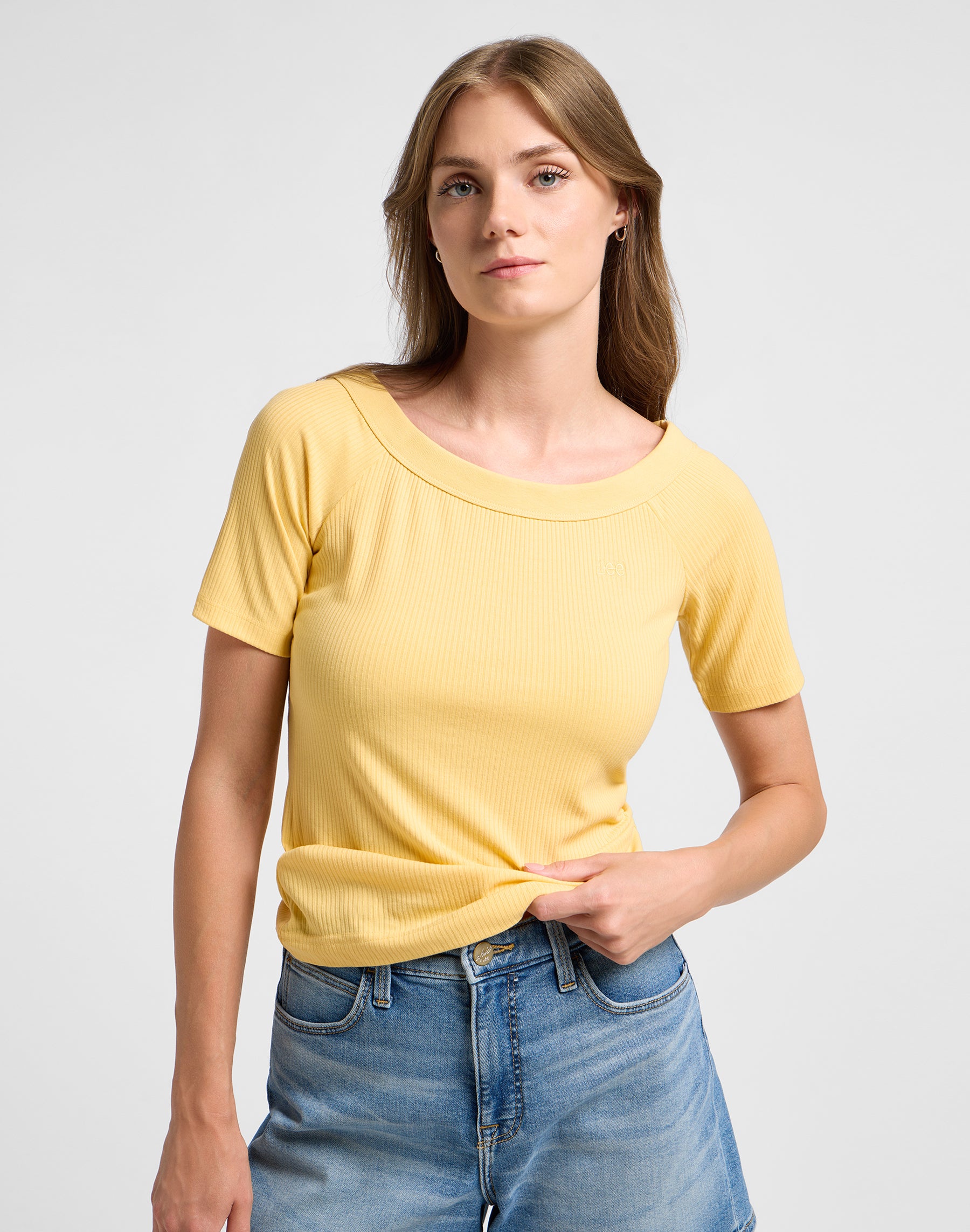 Off The Shoulder Rib in Vermeil T-Shirts Lee   