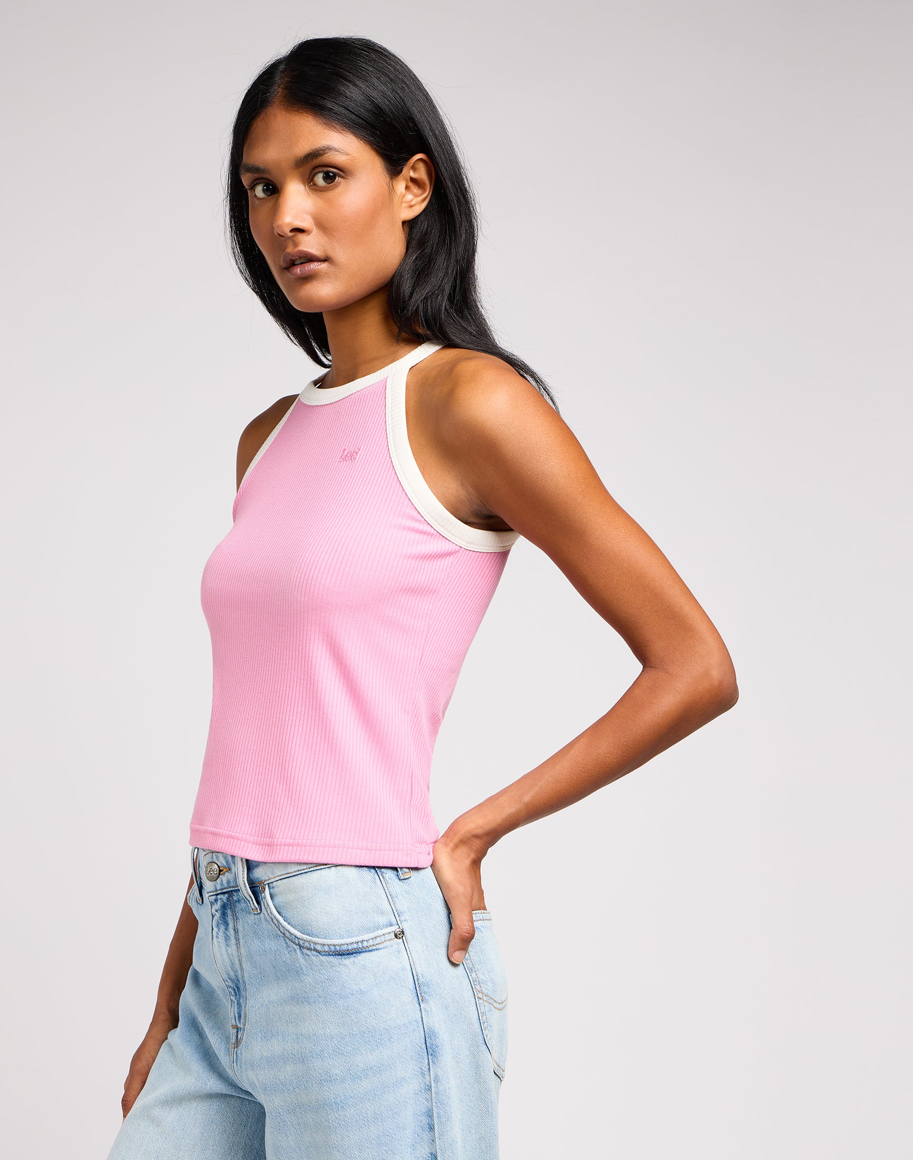 Cropped Halter Top in Sugar Lilac T-Shirts Lee   