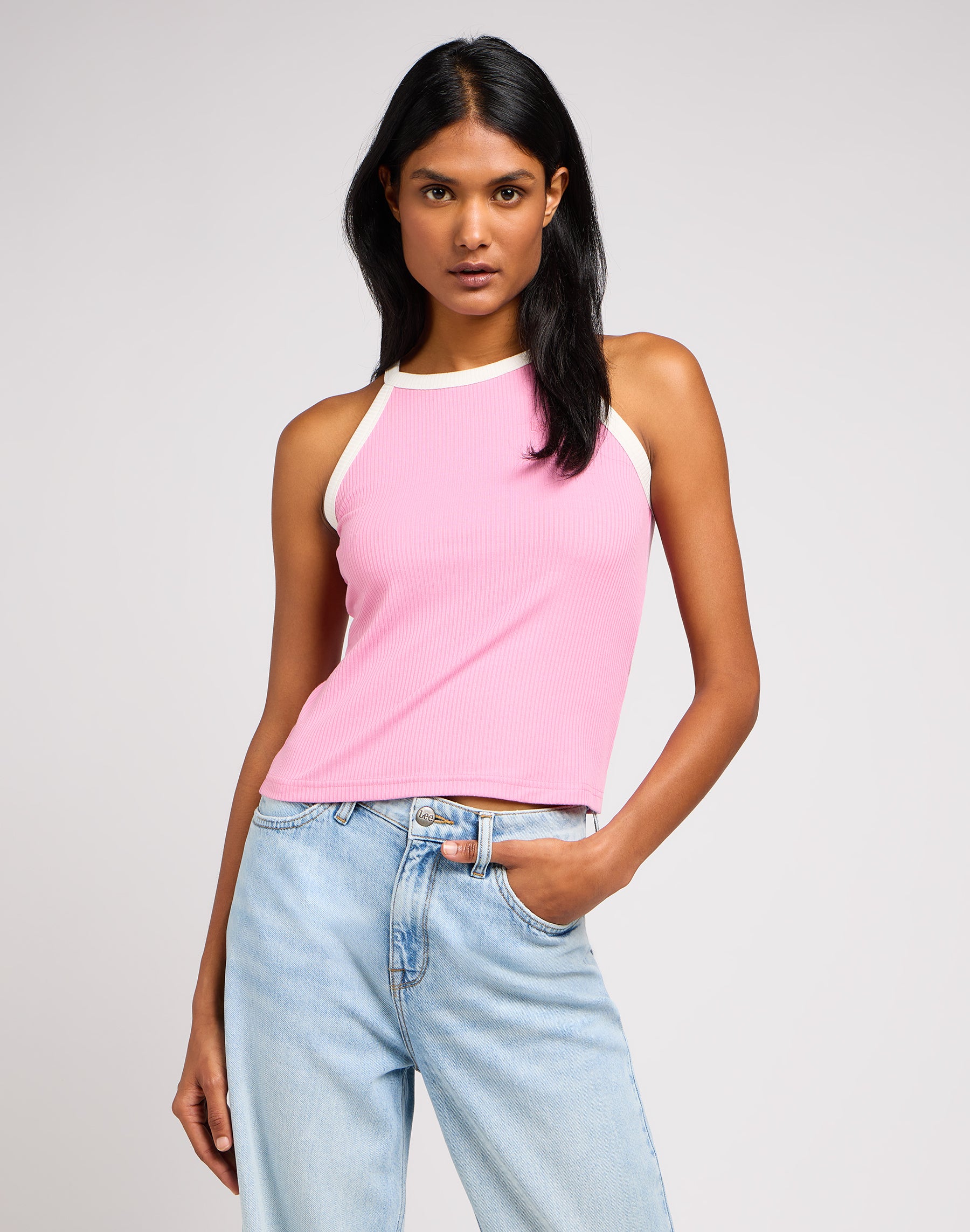 Cropped Halter Top in Sugar Lilac T-Shirts Lee   