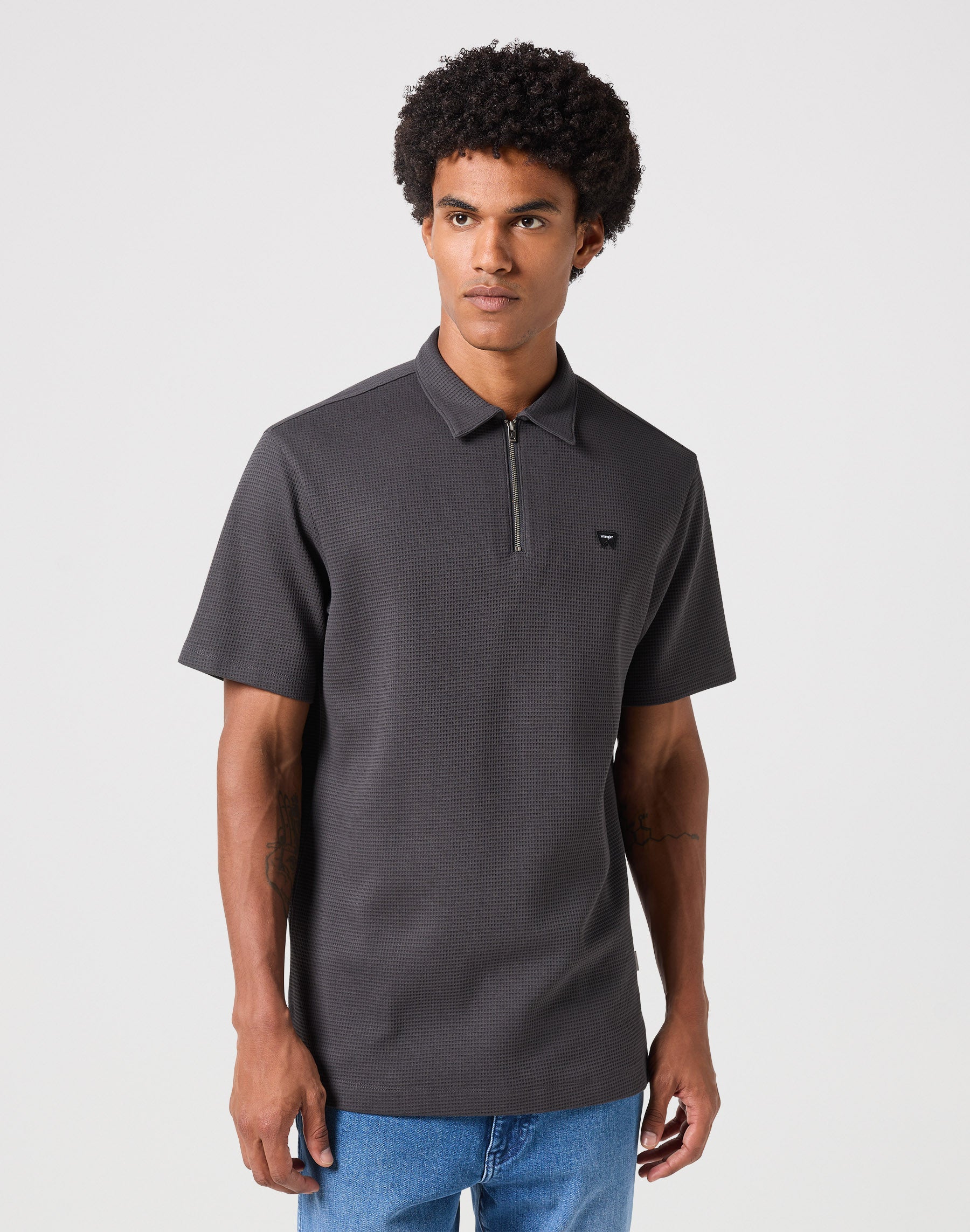 Rugby Polo Shirt in Faded Black Polos Wrangler   