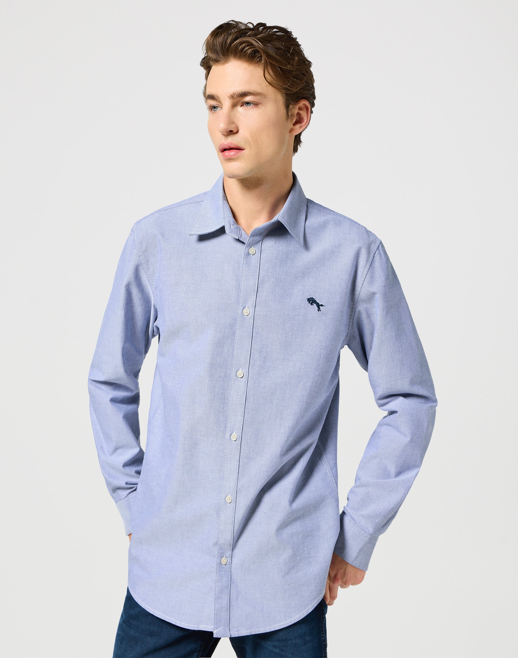 LS Shirt in Oxford Blue Hemden Wrangler