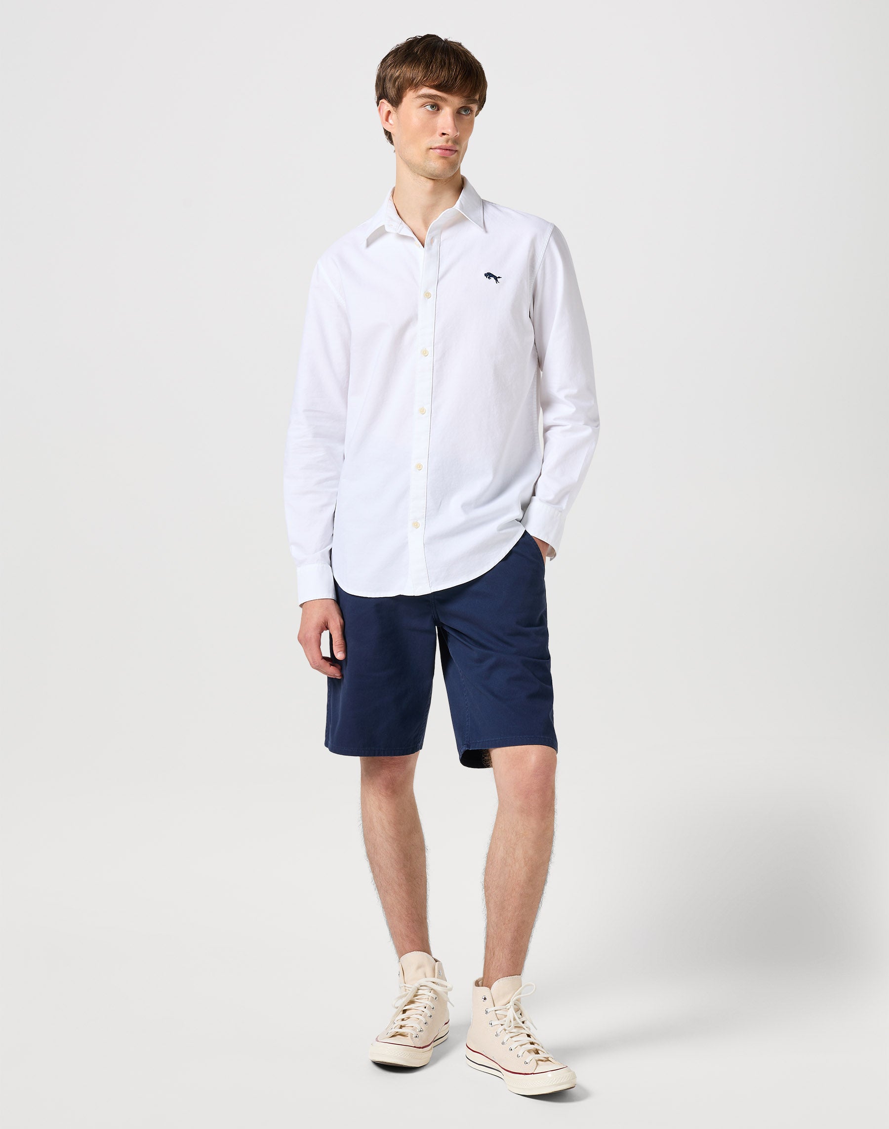 Longsleeves Shirt in White Oxford Hemden Wrangler   