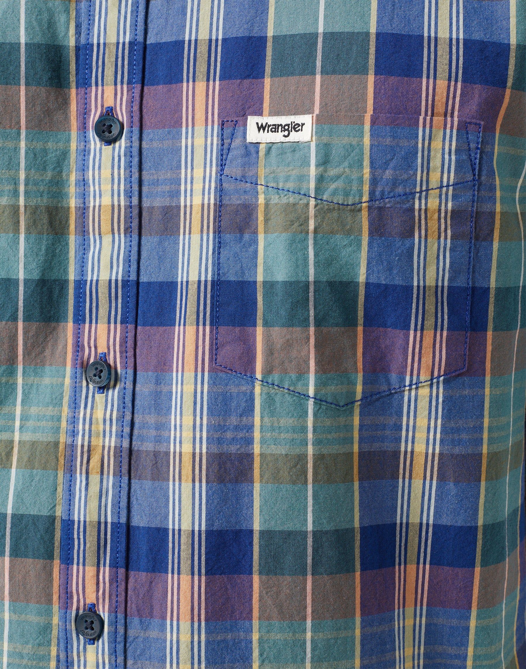 One Pocket Shirt in Blue Madaras Hemden Wrangler   