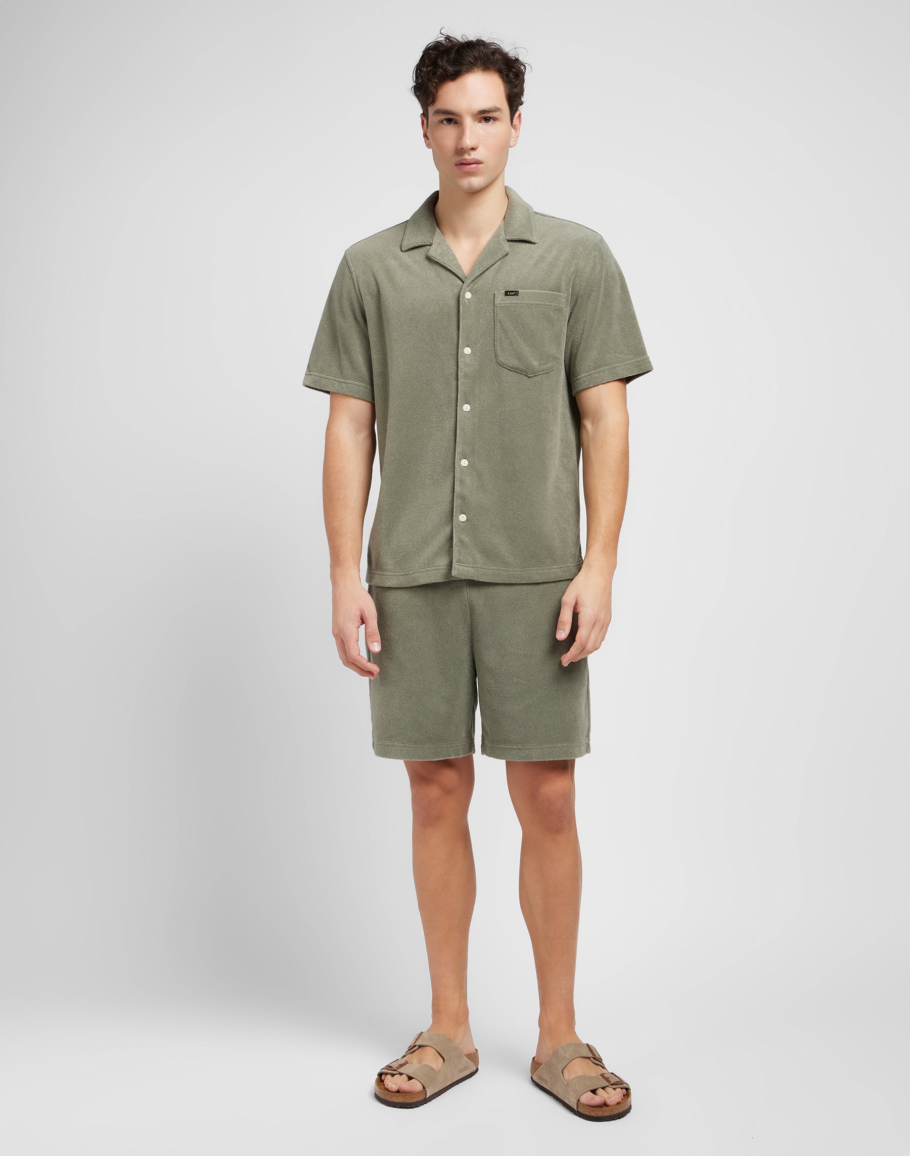 Knit Camp Shirt in Olive Grove Hemden Lee   