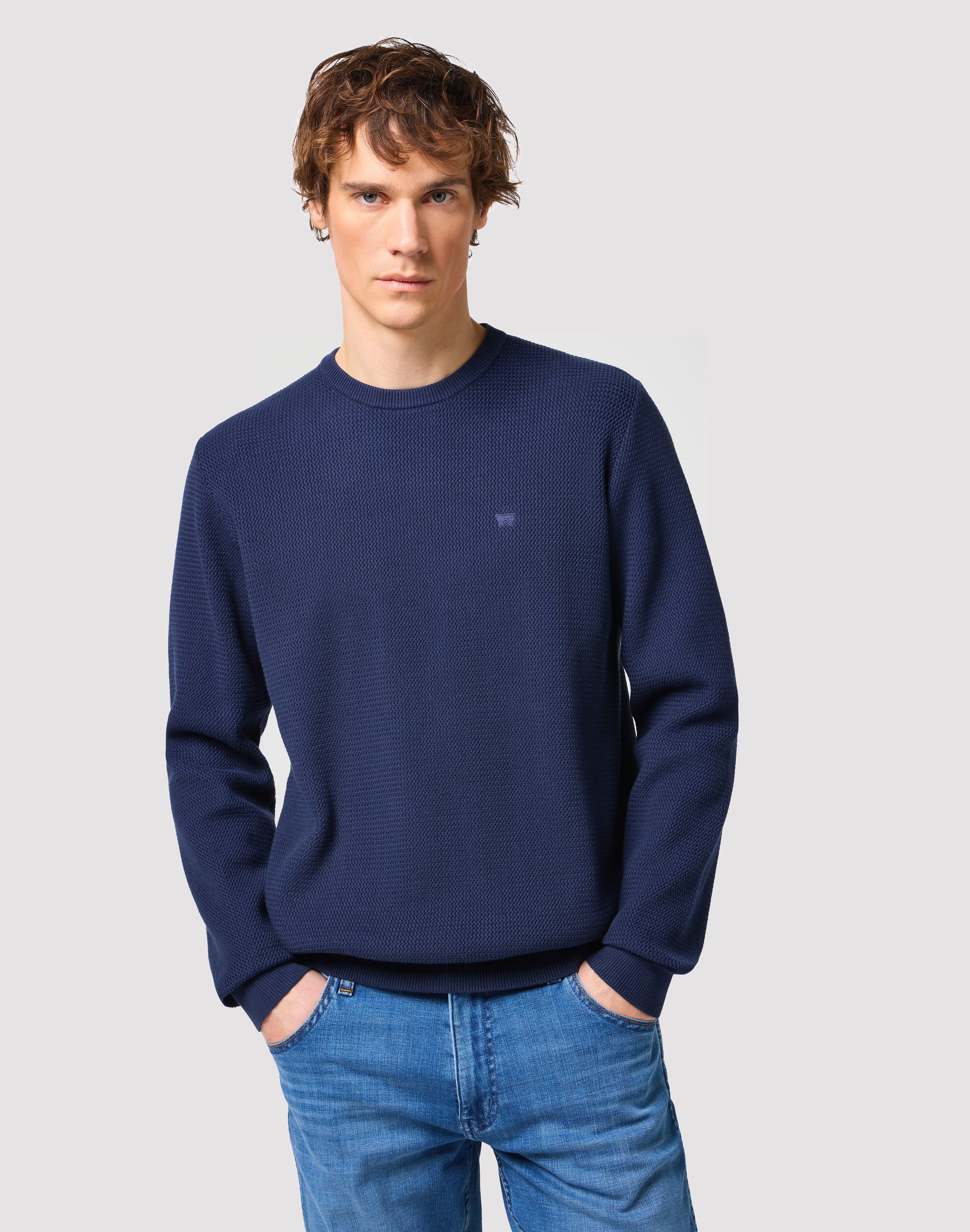 Crewneck Sweater in Black Iris Sweatshirts Wrangler   