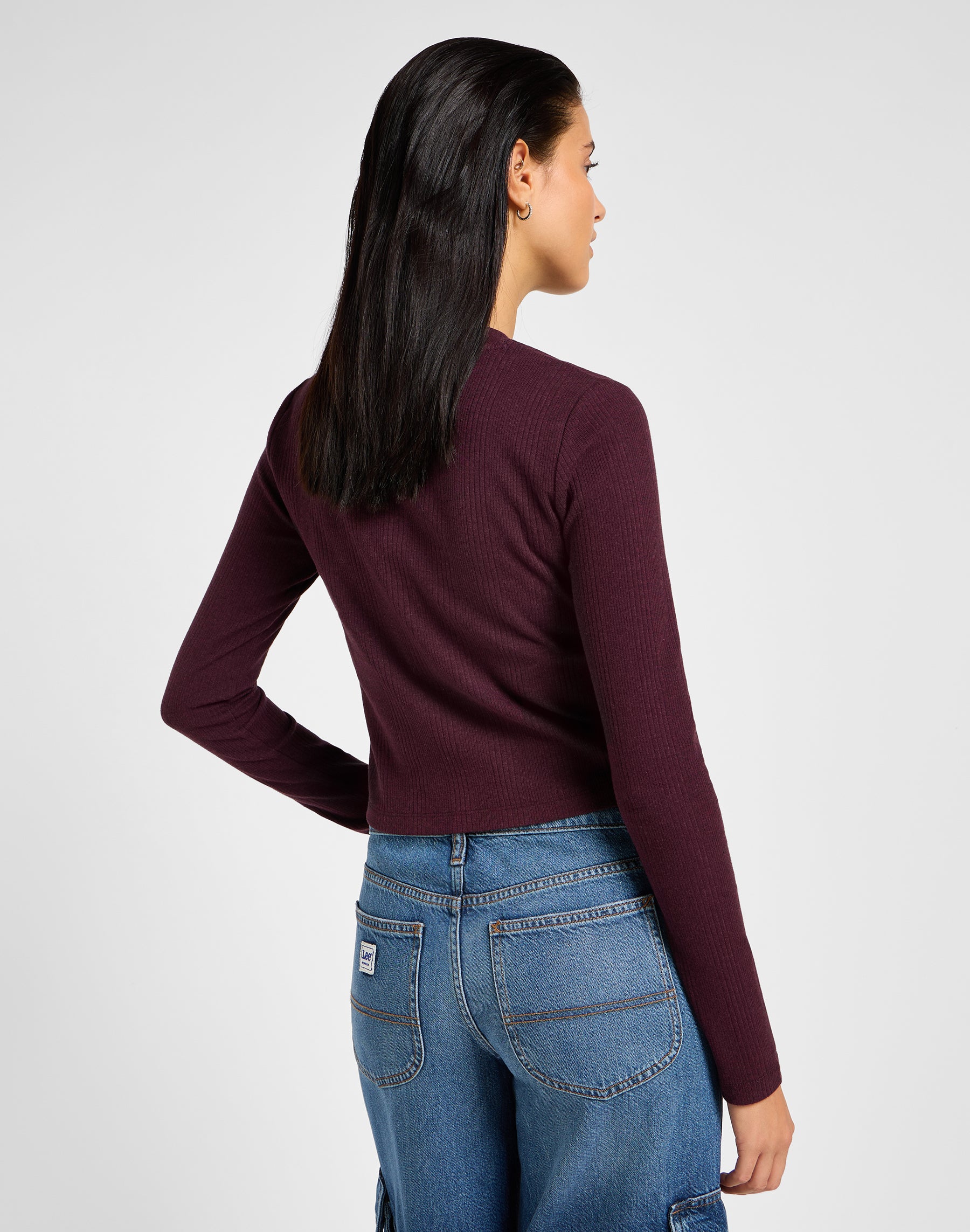 Longsleeves Cropped Rib Tee in Velvet Beet T-Shirts Lee   