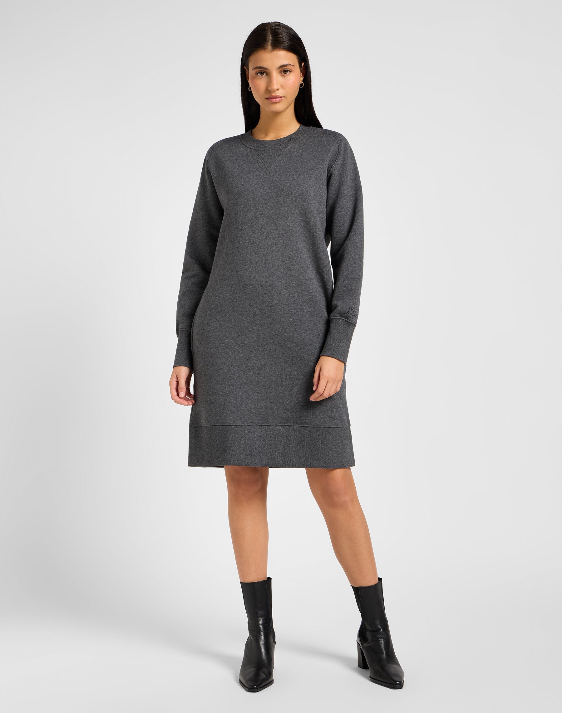 Raglan Sweatshirt Dress in Charcoal Heather Kleider Lee   