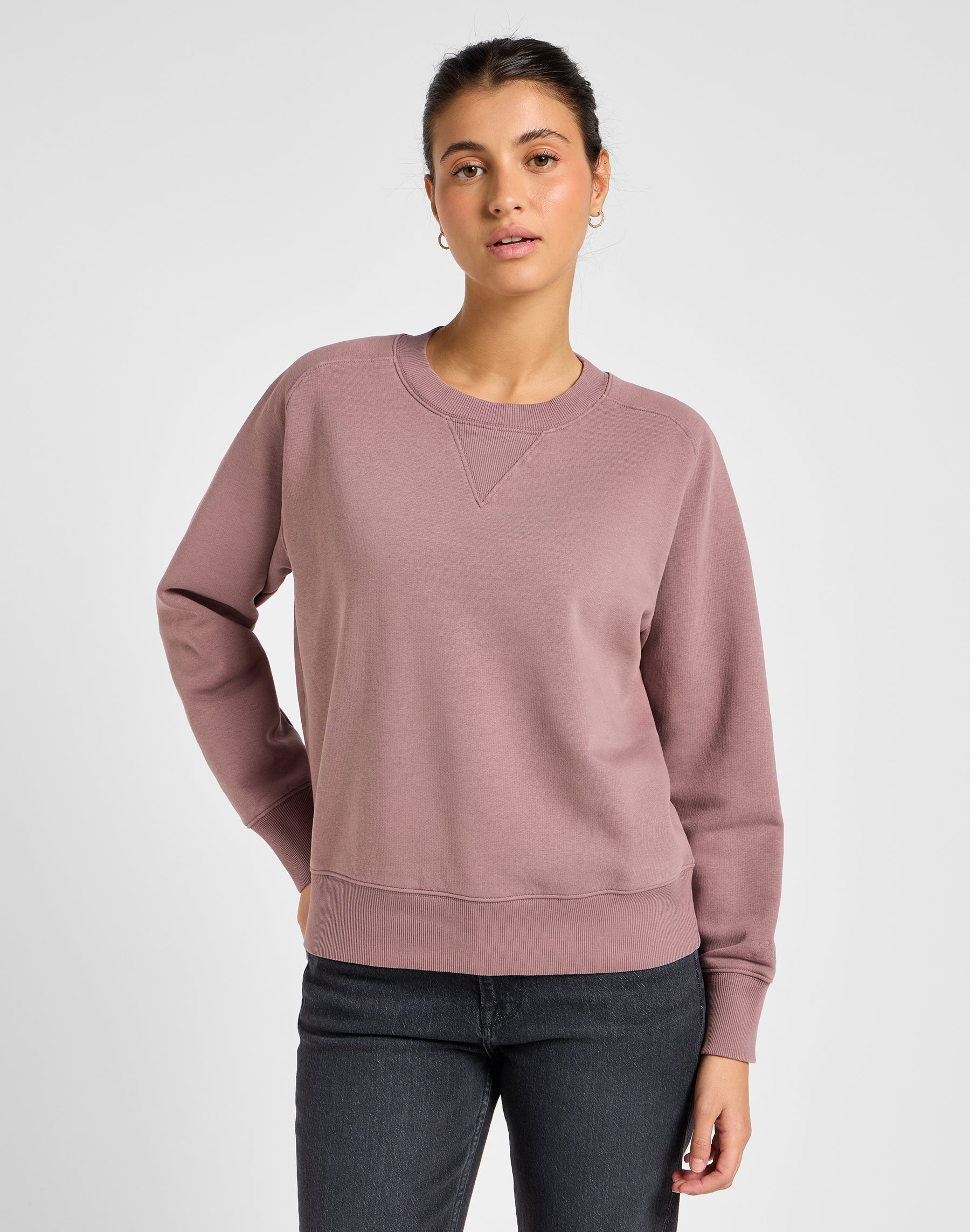 Raglan Crew Sweater in Dreamy Mauve Sweatshirts Lee   