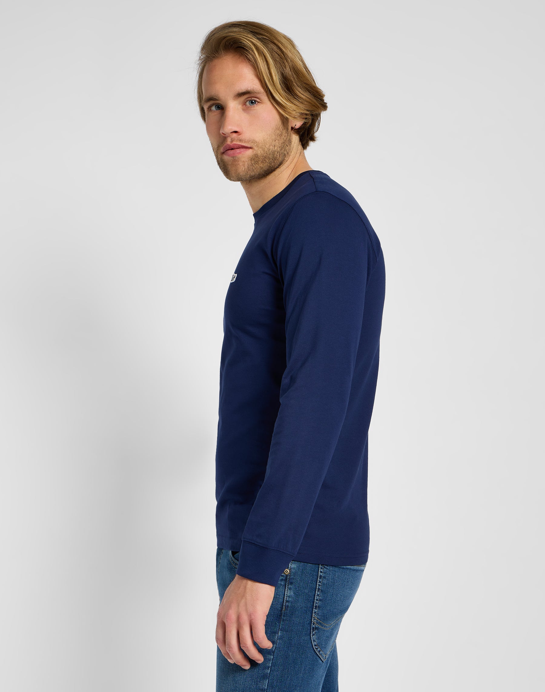 Longsleeves Patch Logo Tee in True Navy Sweatshirts Lee   