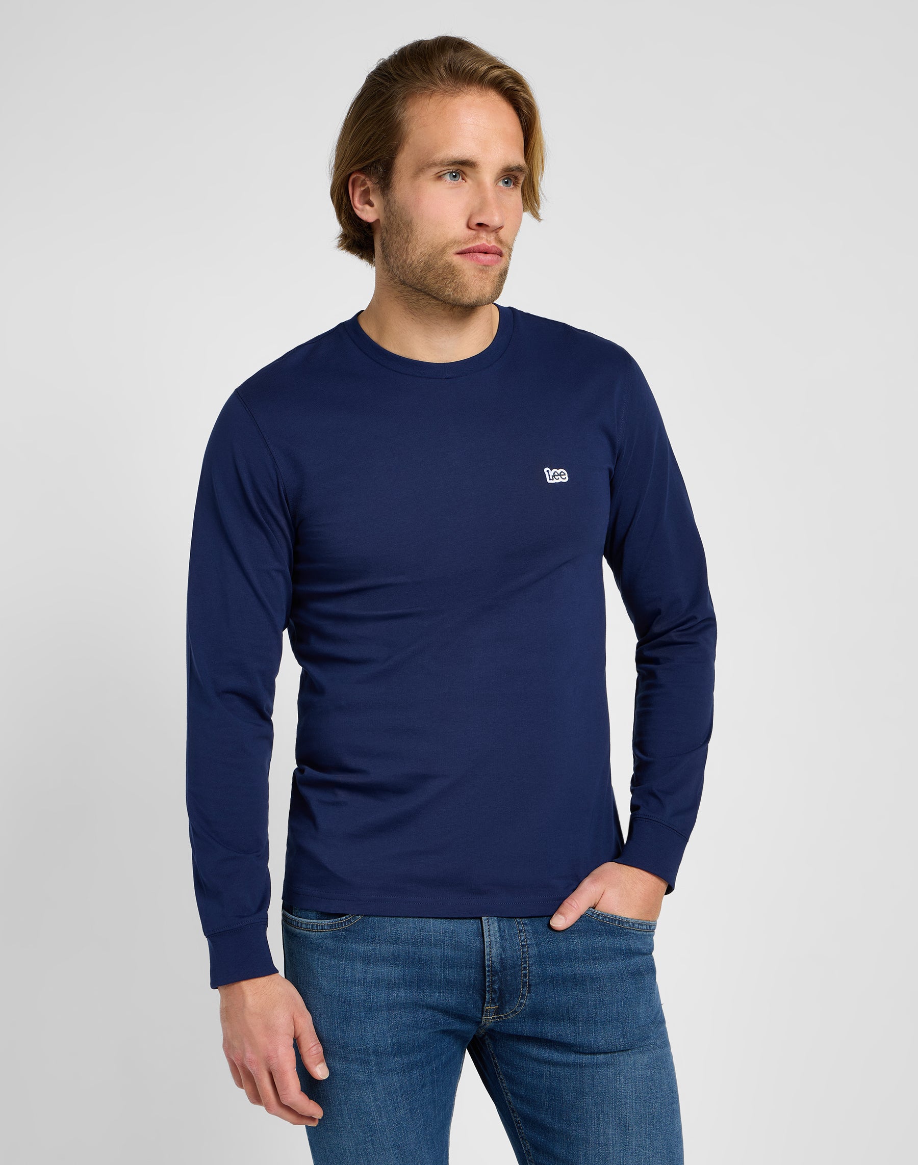 Longsleeves Patch Logo Tee in True Navy Sweatshirts Lee   