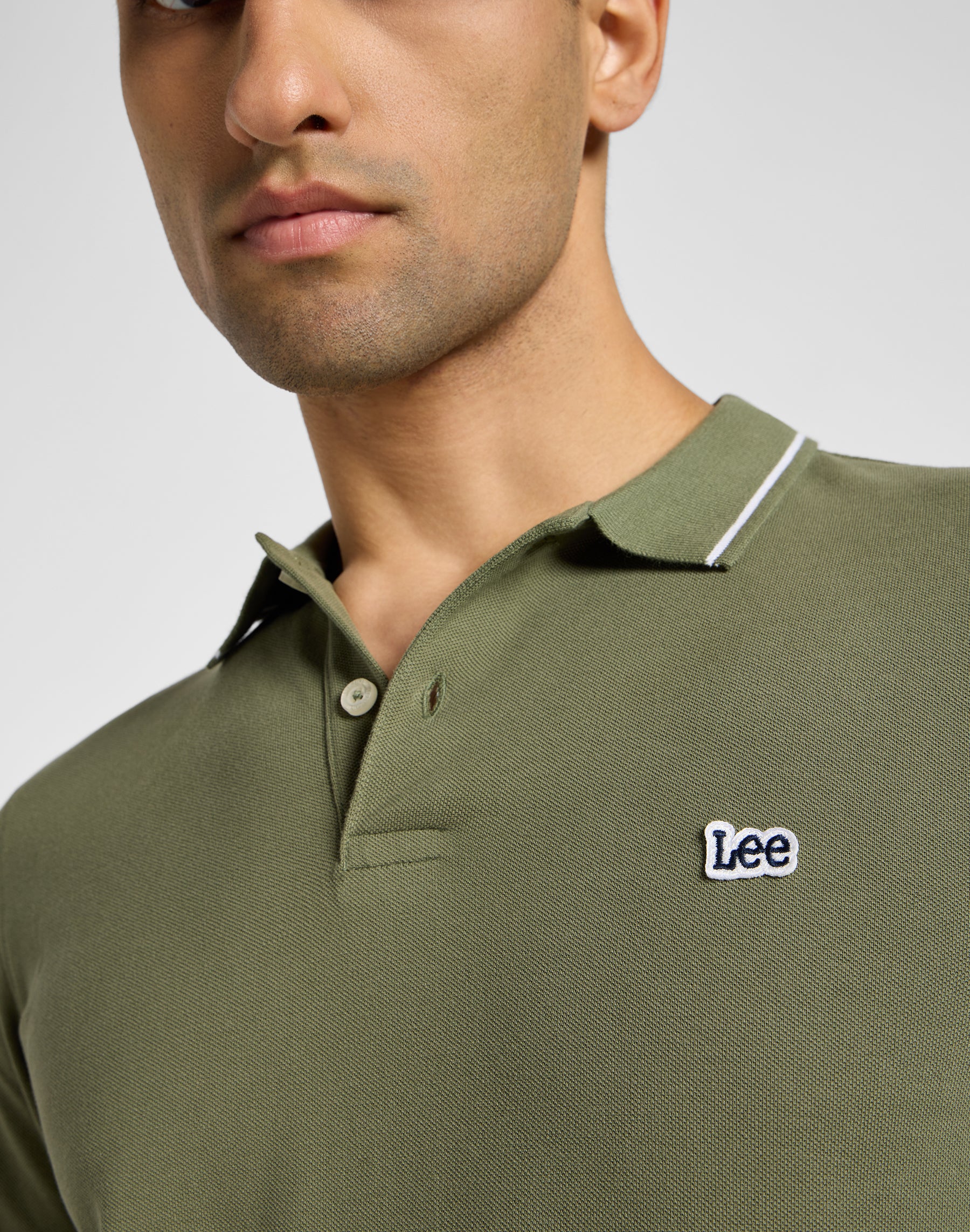 Longsleeves Pique Polo in Mercantile Green Polos Lee   