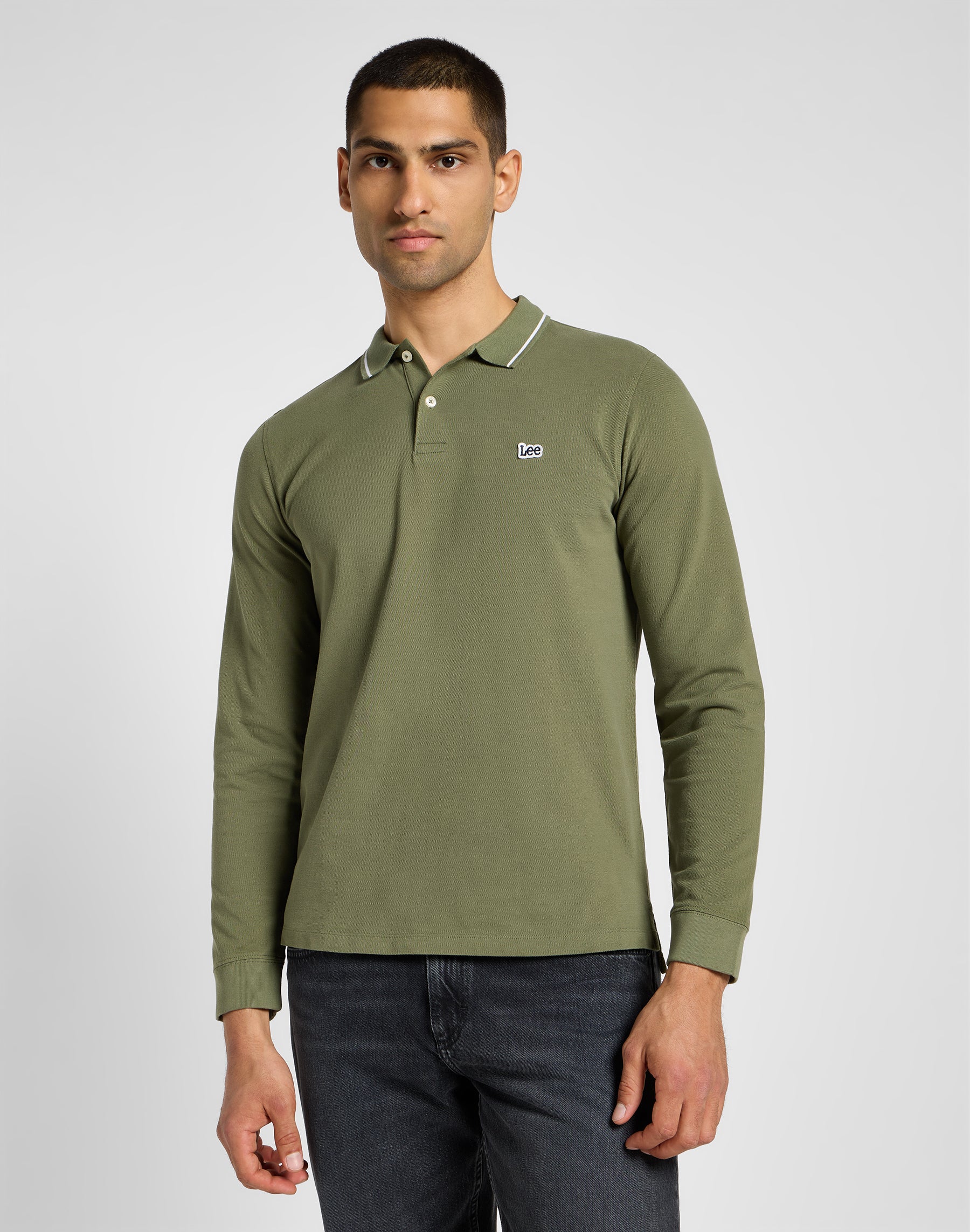 Longsleeves Pique Polo in Mercantile Green Polos Lee   