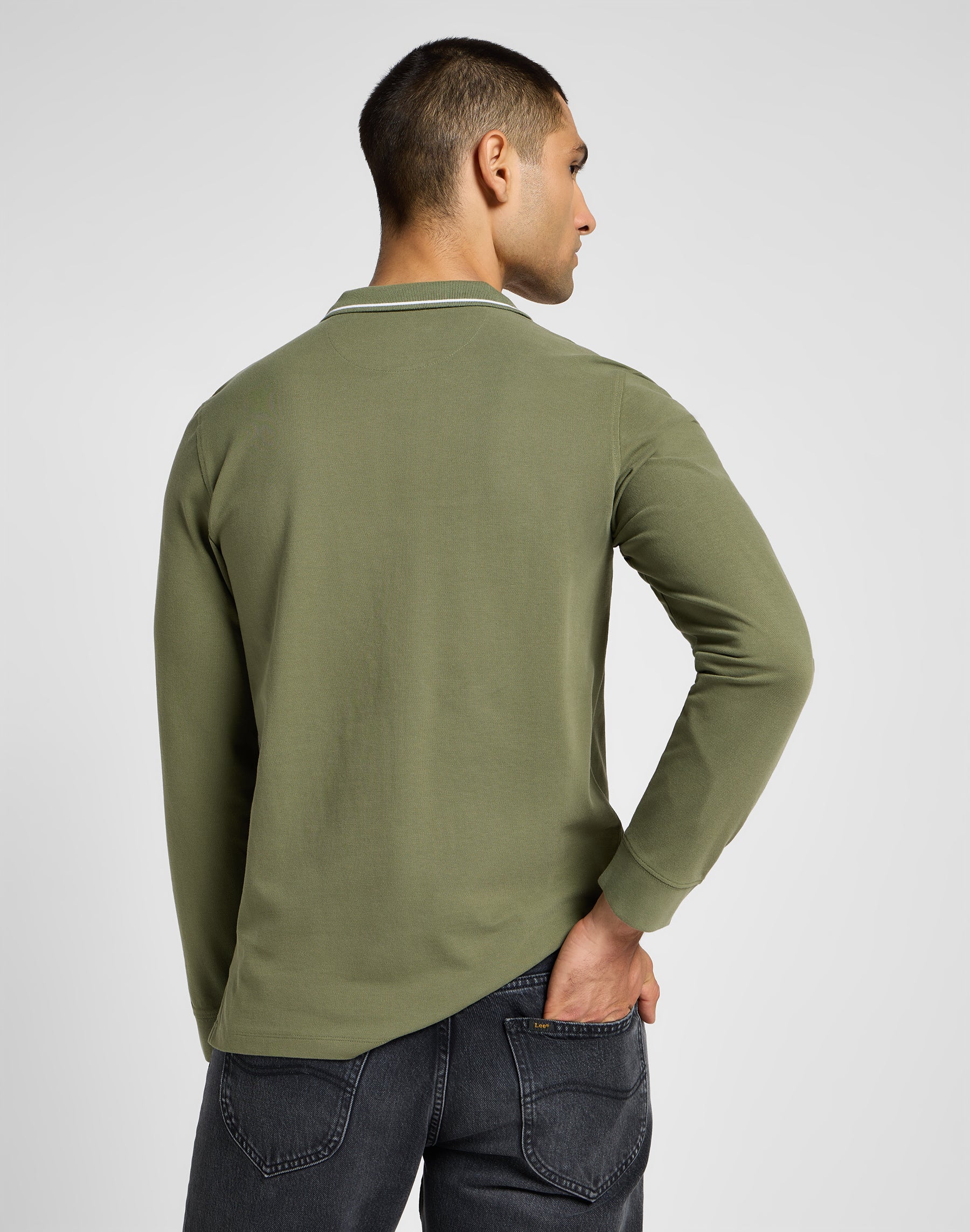 Longsleeves Pique Polo in Mercantile Green Polos Lee   