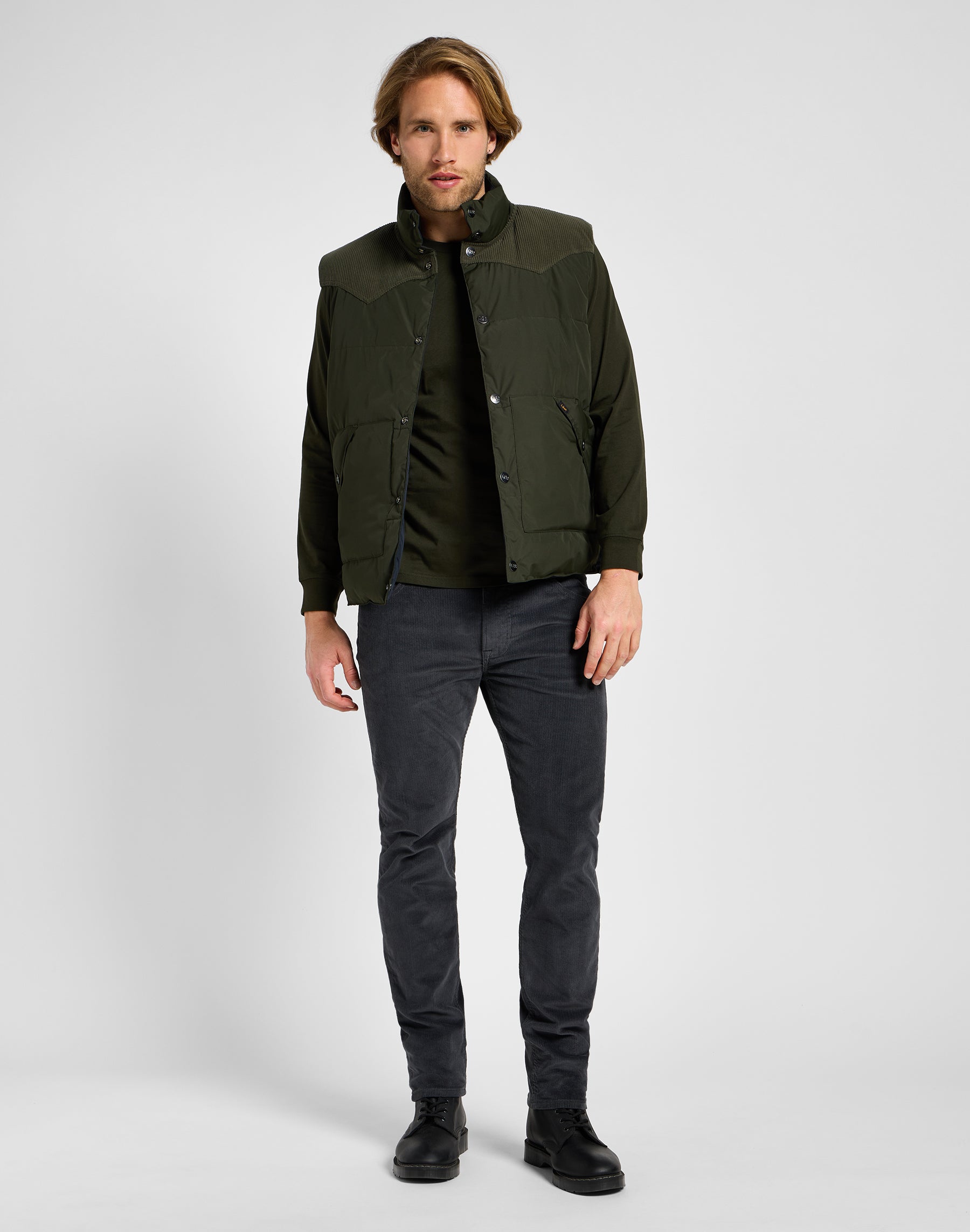 Reversible Western Puffer in Olive Night Jacken Lee   