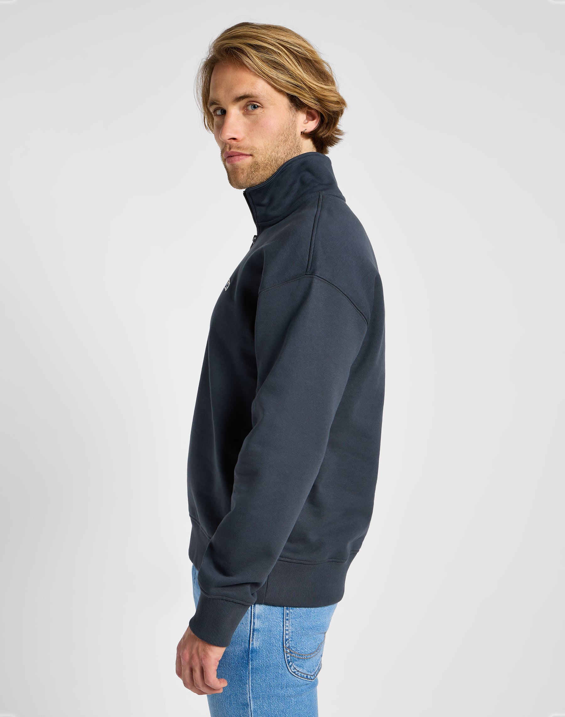 Half Zip Sweater in Dark Muted Gray Sweatshirts Lee   