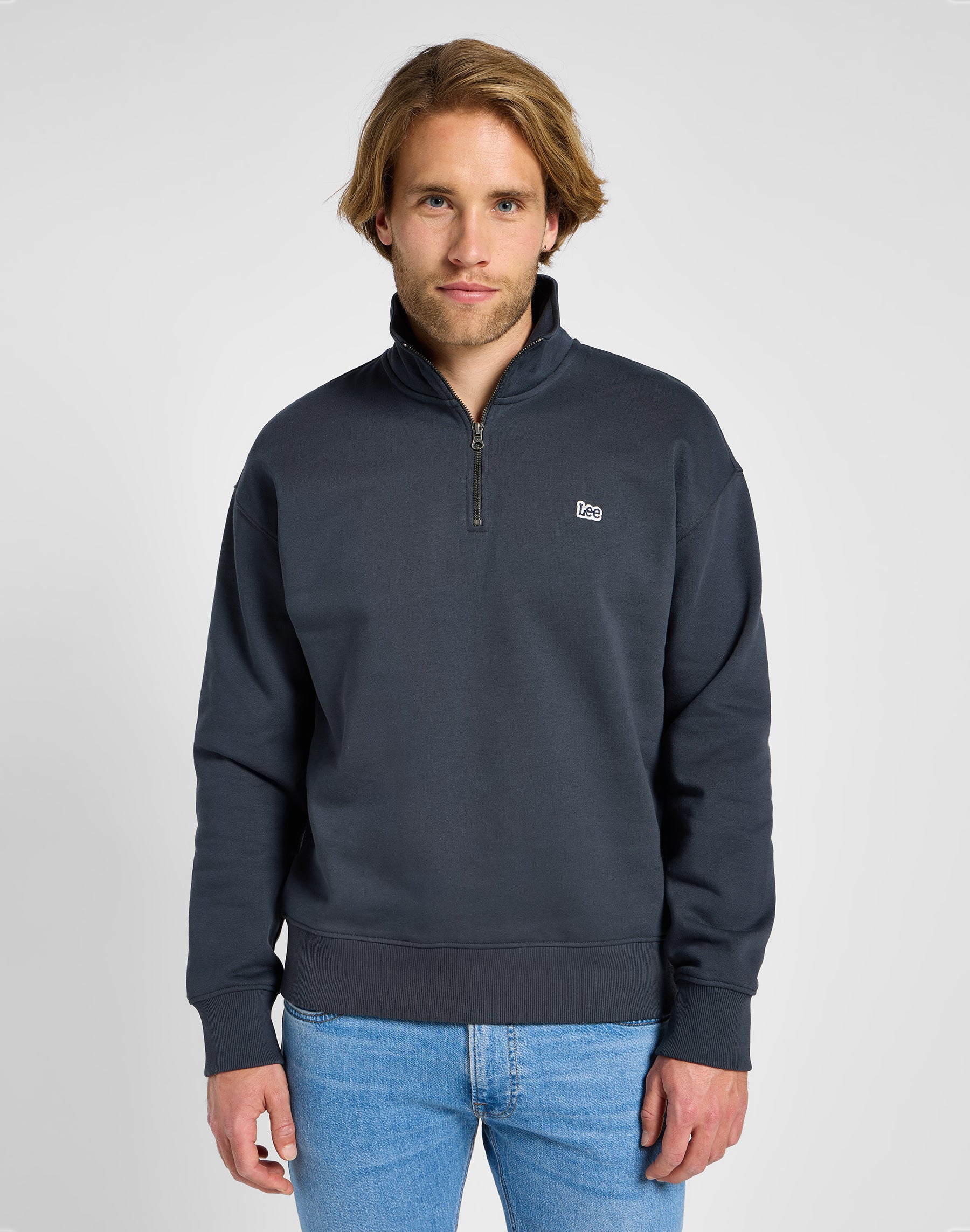 Half Zip Sweater in Dark Muted Gray Sweatshirts Lee   