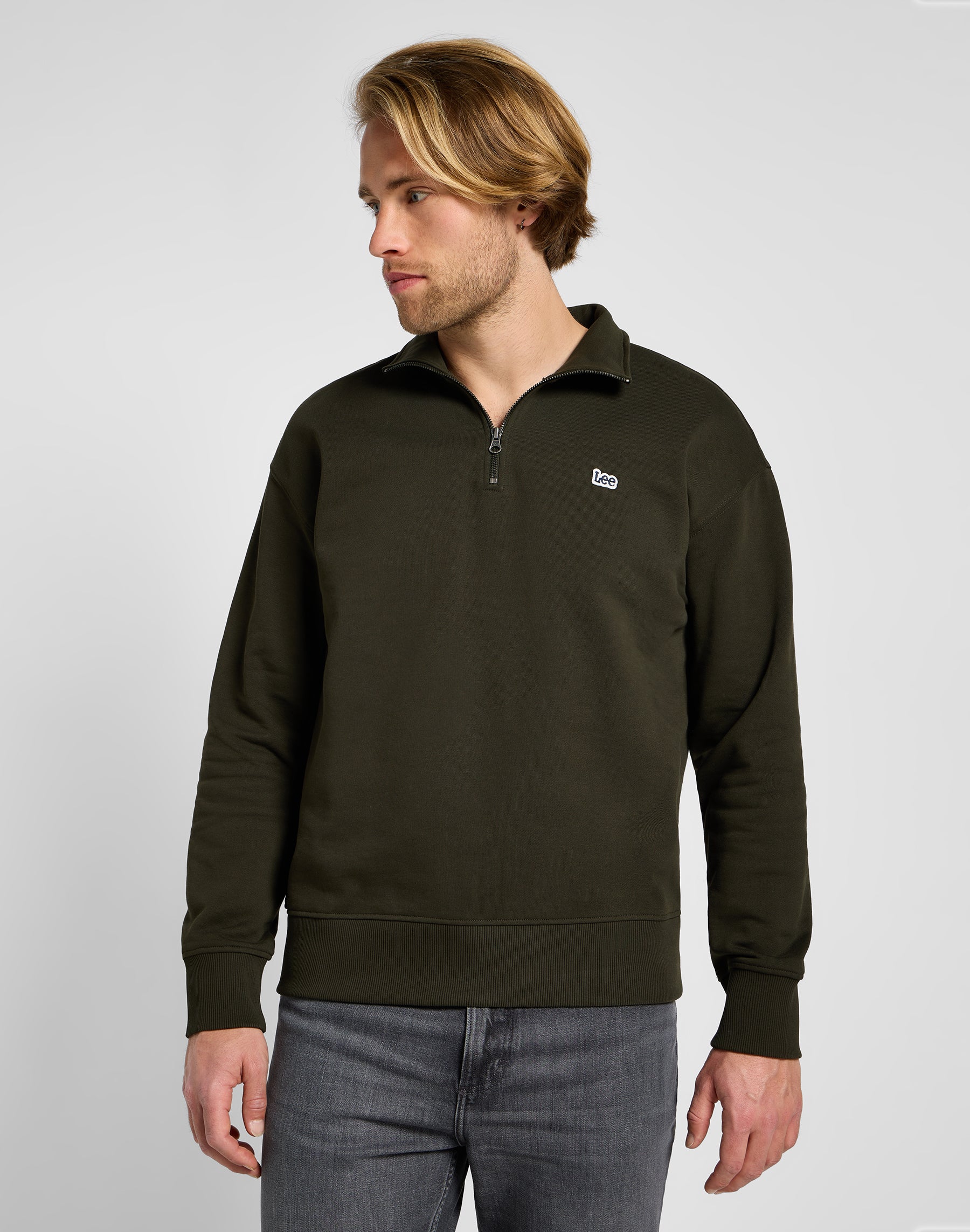 Half Zip Sweater in Olive Night Sweatshirts Lee   