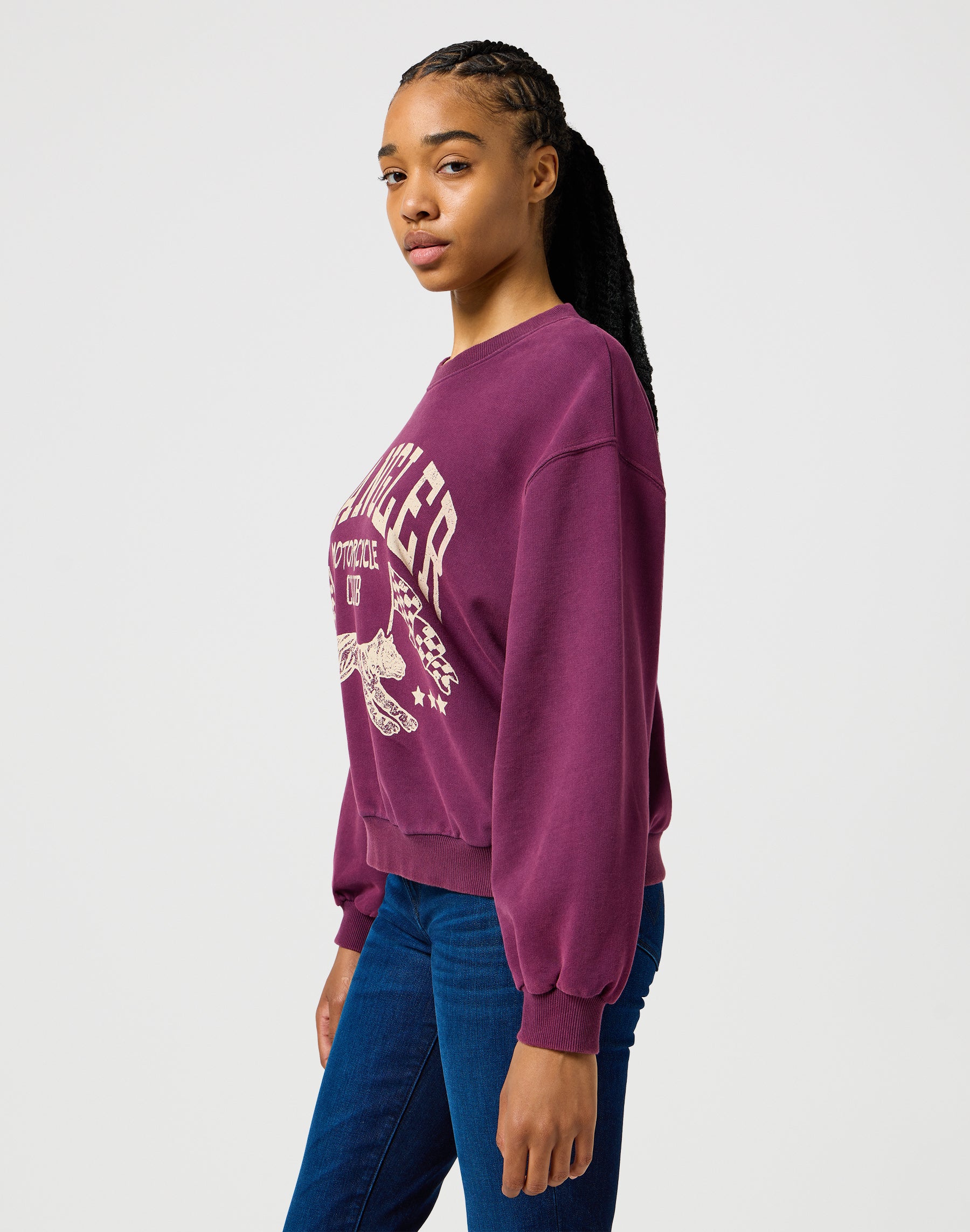 Oversized Sweat in Italian Plum Sweatshirts Wrangler   