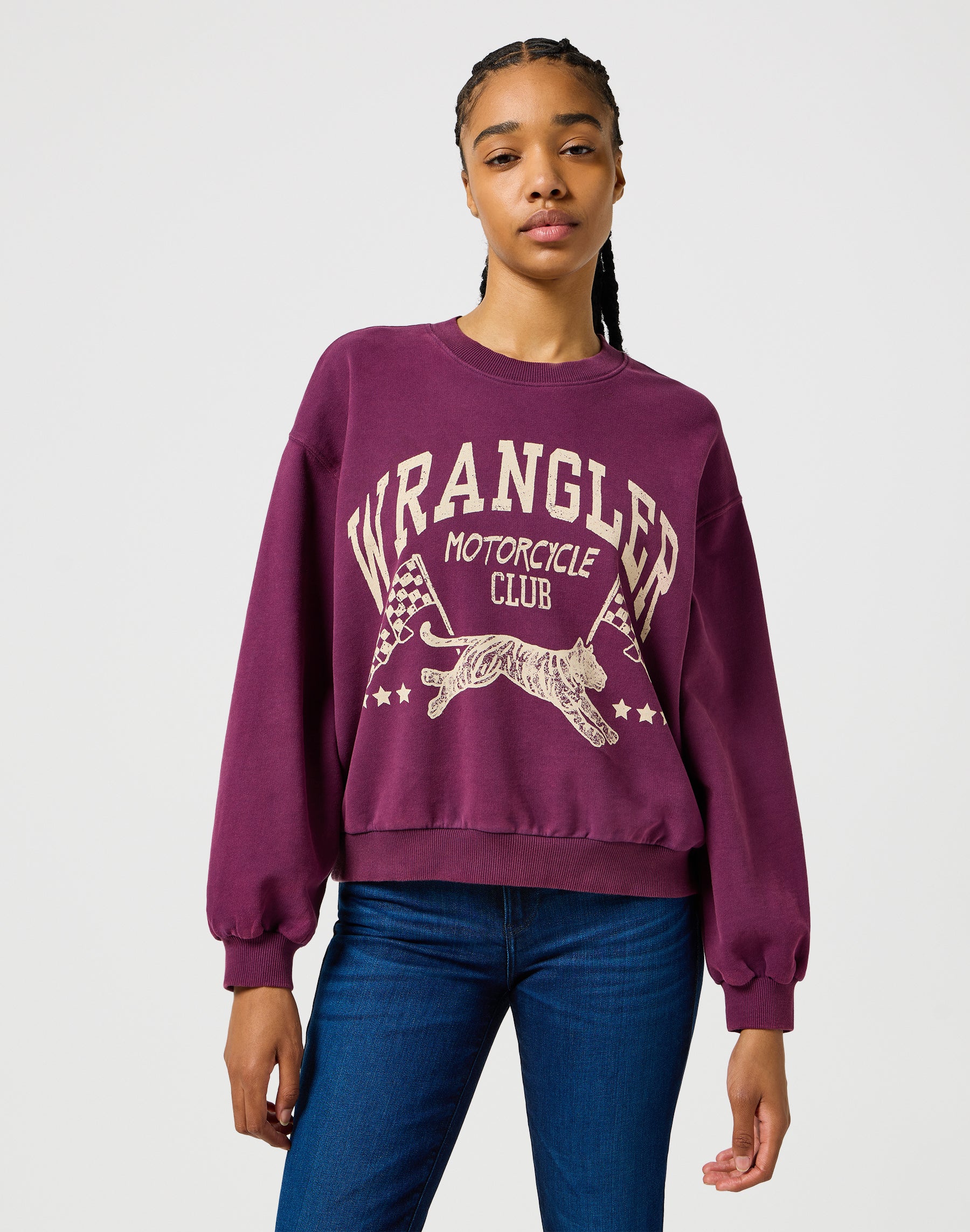 Oversized Sweat in Italian Plum Sweatshirts Wrangler   